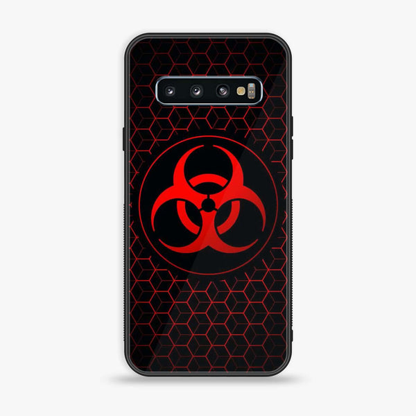 Samsung Galaxy S10 - Biohazard Sign Design 8- Premium Printed Glass soft Bumper shock Proof Case CS-46684