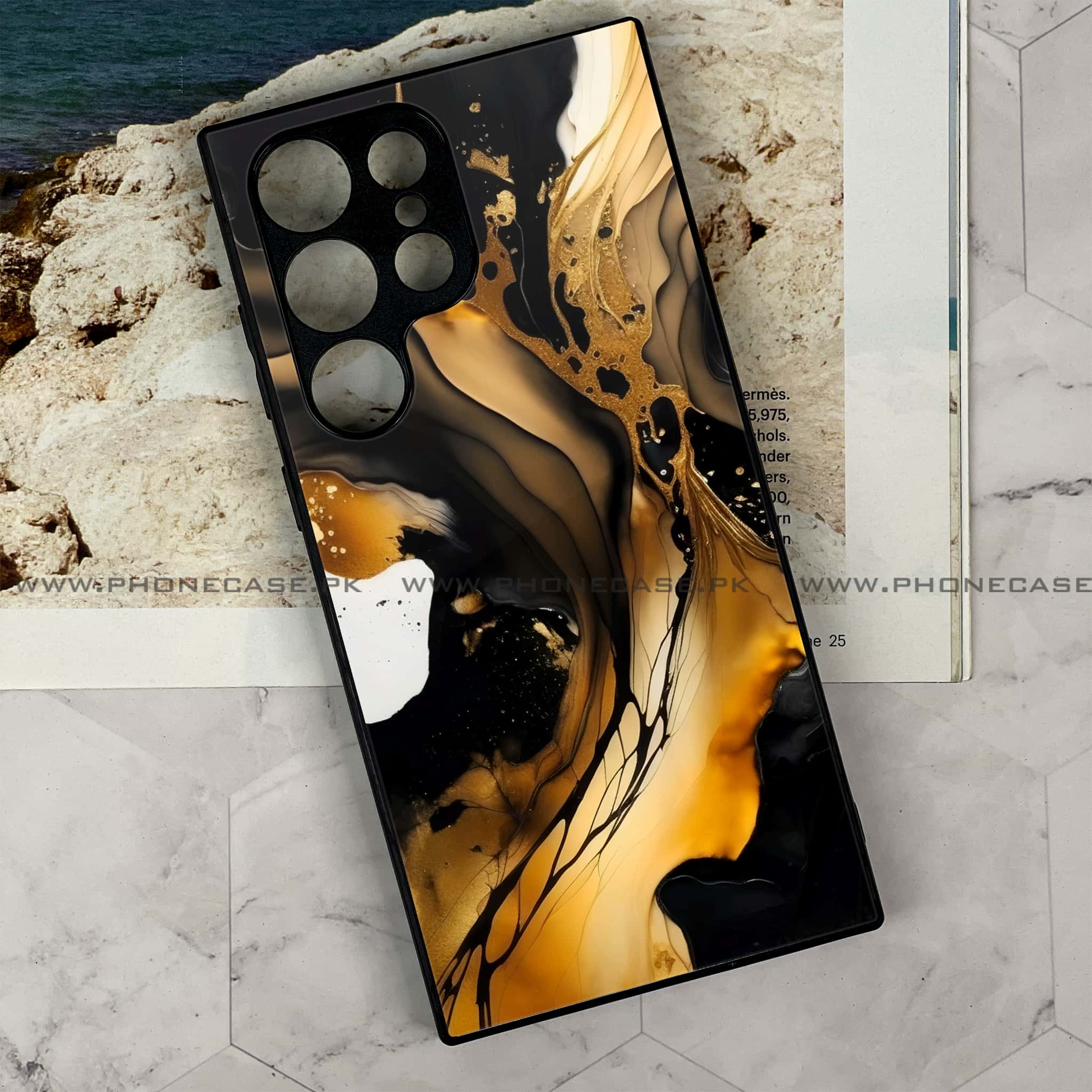 Samsung Galaxy S22 Ultra - Liquid Marble 2.0 Series - Premium Metal Printed soft Bumper shock Proof Case