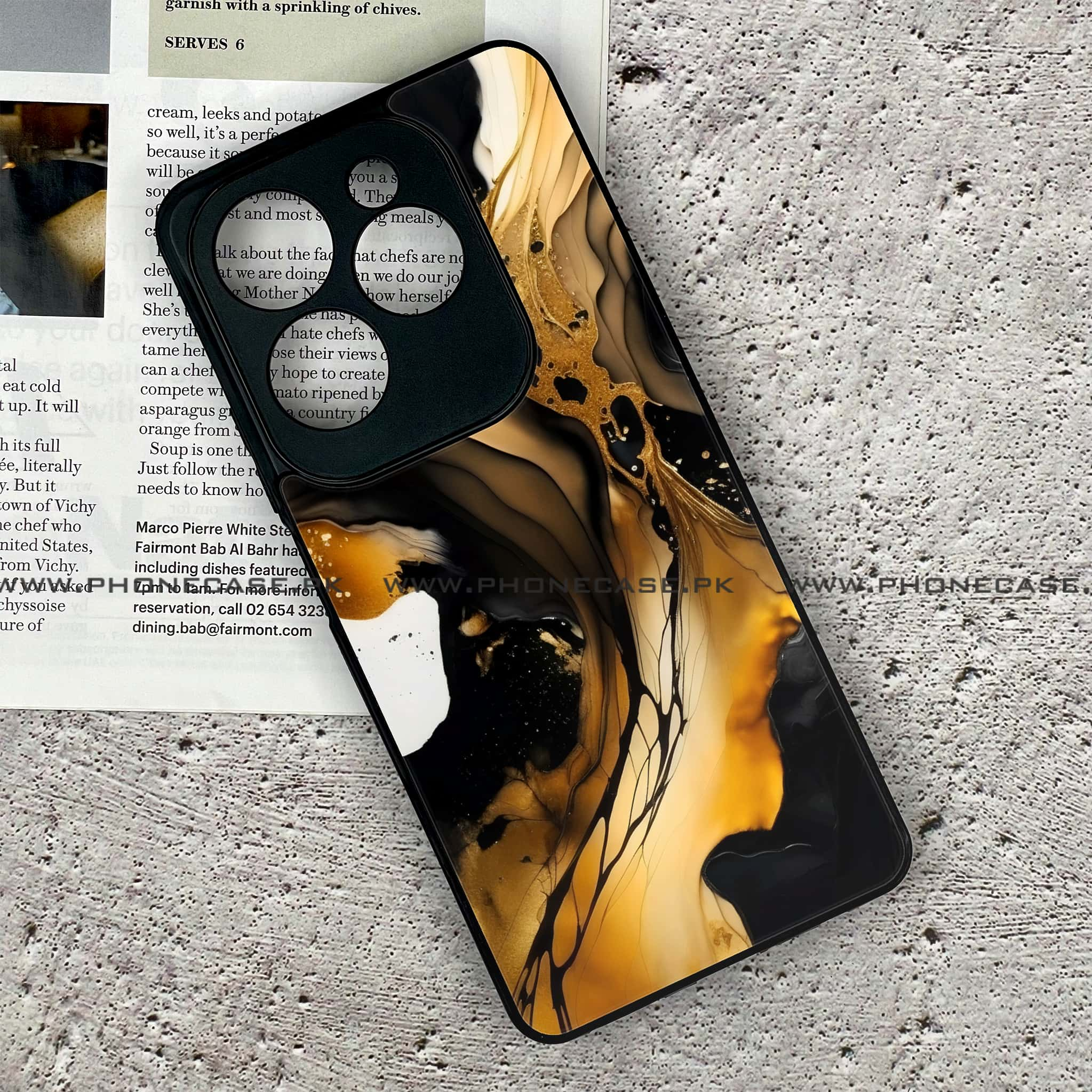 Infinix Hot 40 Pro - Liquid Marble 2.0 Series - Premium Printed Glass soft Bumper shock Proof Case