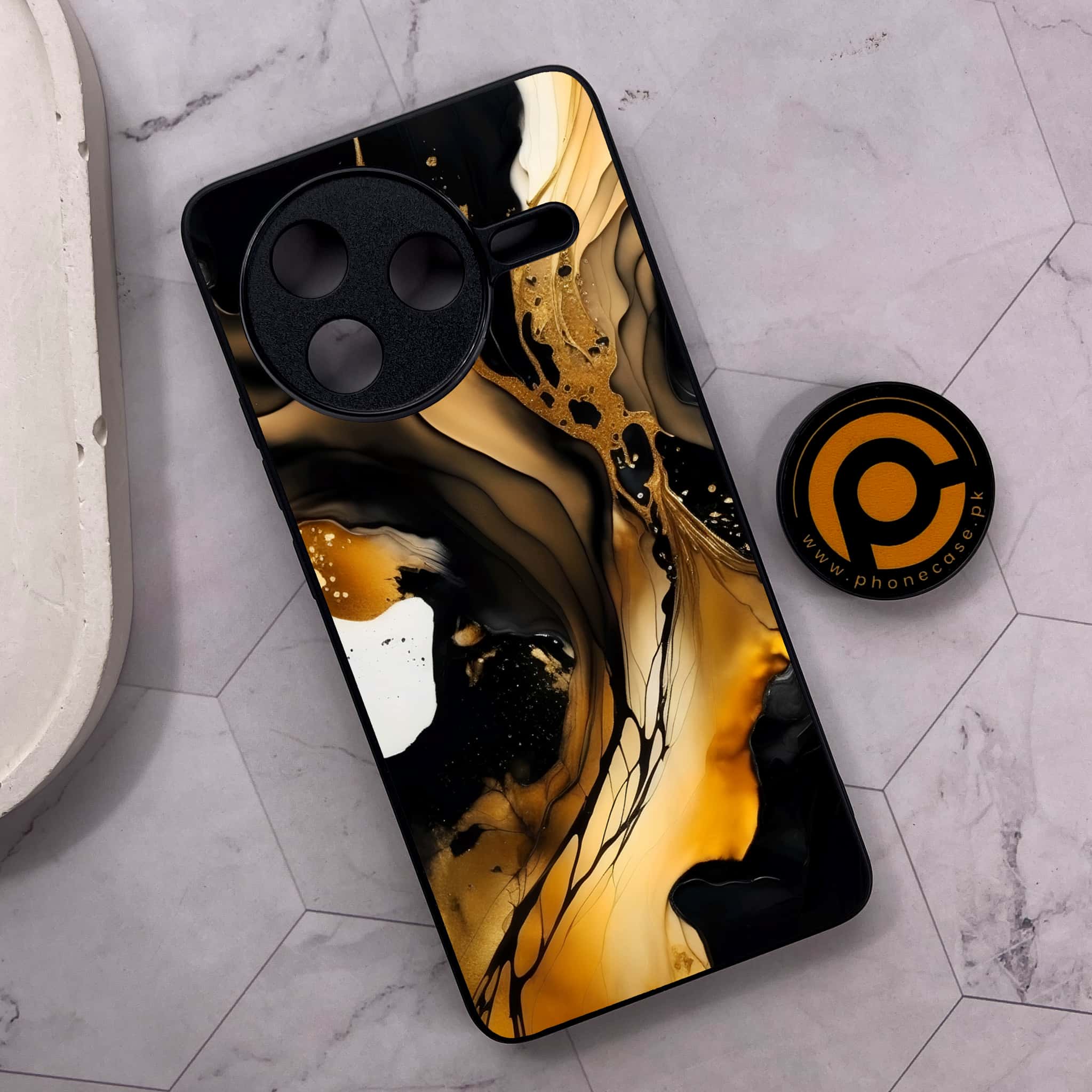Xiaomi Poco F7 Pro 5G - Liquid Marble 2.0 Series - Premium Metal Printed soft Bumper shock Proof Case