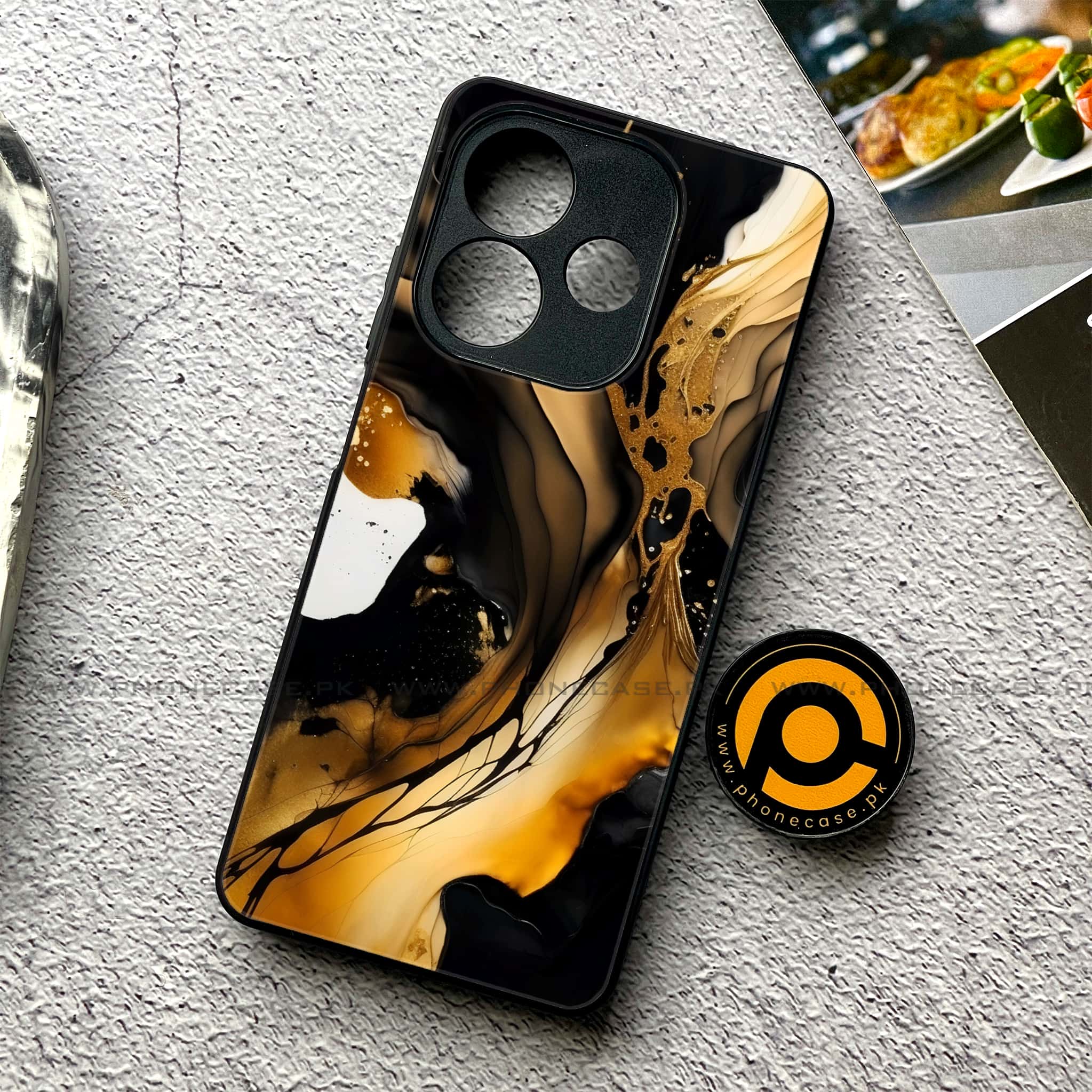 Oppo A5 Pro - Liquid Marble 2.0 Series - Premium Metal Printed soft Bumper shock Proof Case