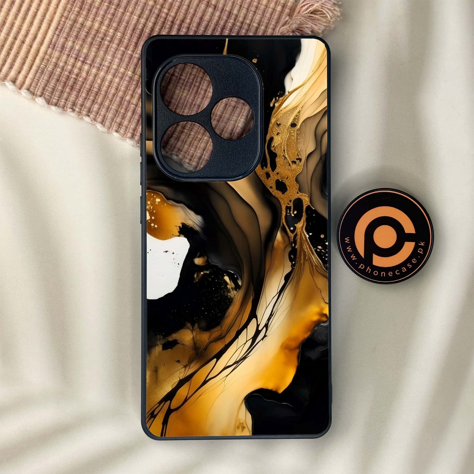 Realme GT 6 - Liquid Marble 2.0 Series - Premium Metal Printed soft Bumper shock Proof Case