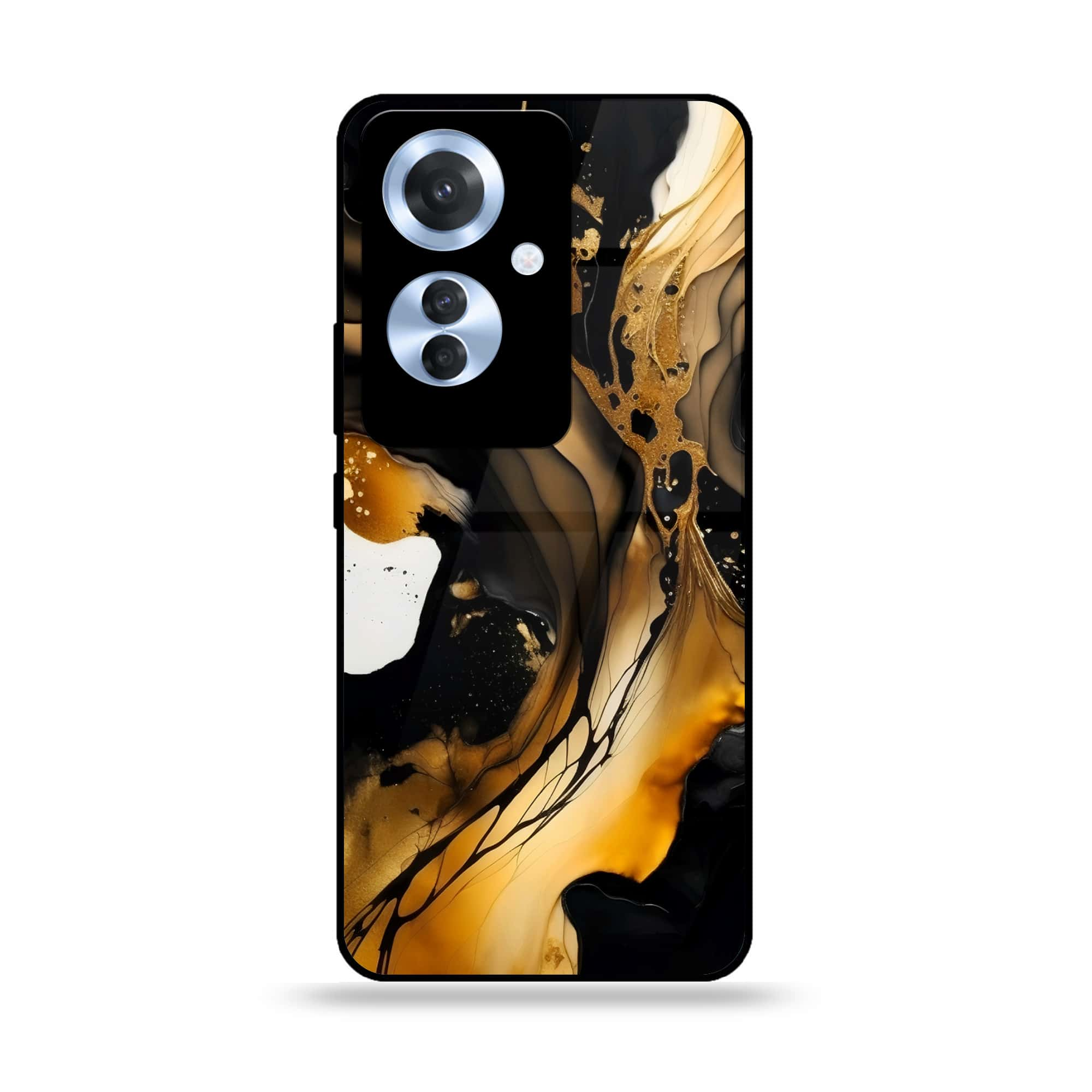 Oppo Reno 11F - Liquid Marble 2.0 Series - Premium Printed Glass soft Bumper shock Proof Case