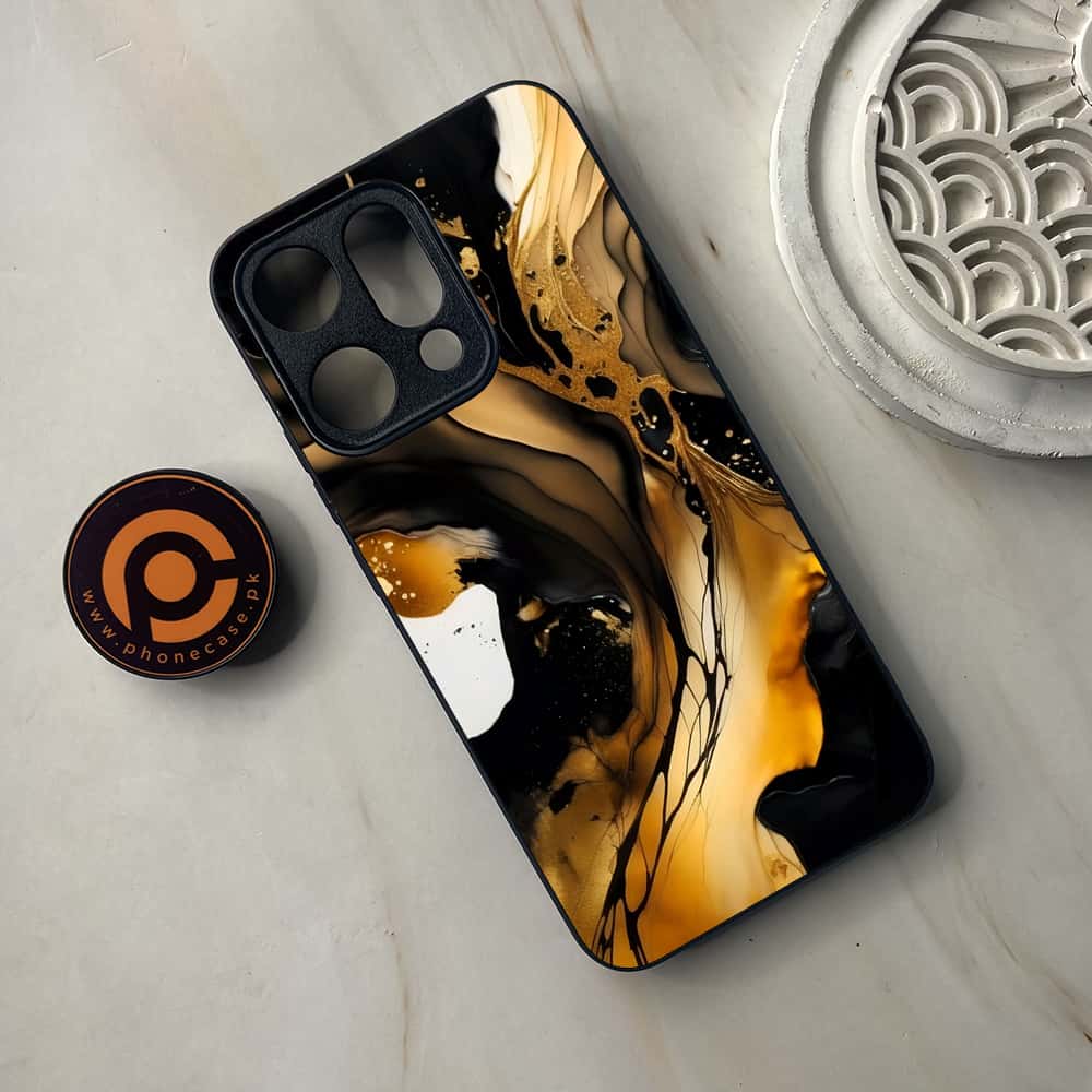 Oppo Reno 14 5G - Liquid Marble 2.0 Series - Premium Metal Printed soft Bumper shock Proof Case