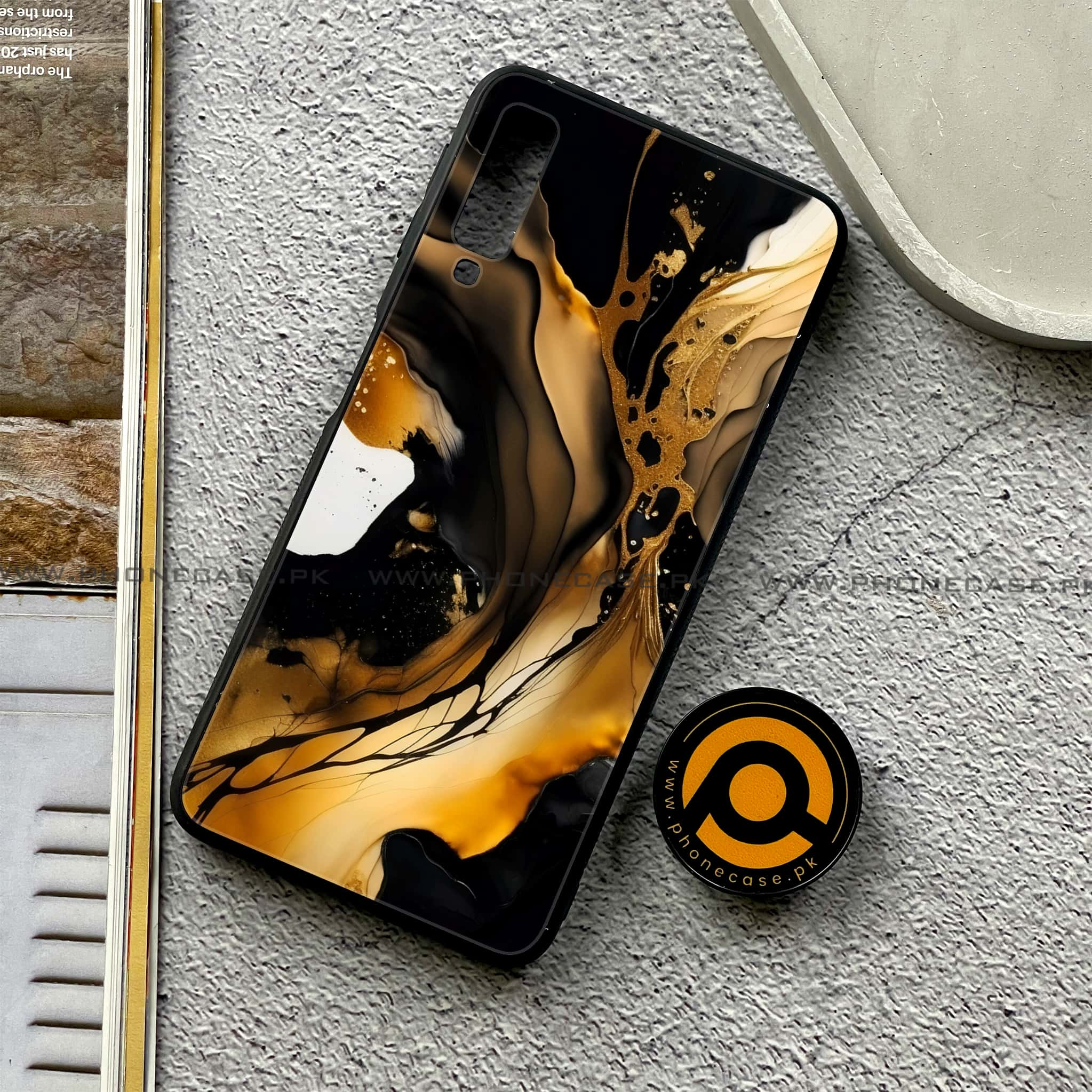 Galaxy A7 2018 - Liquid Marble 2.0 Series - Premium Printed Metal soft Bumper shock Proof Case