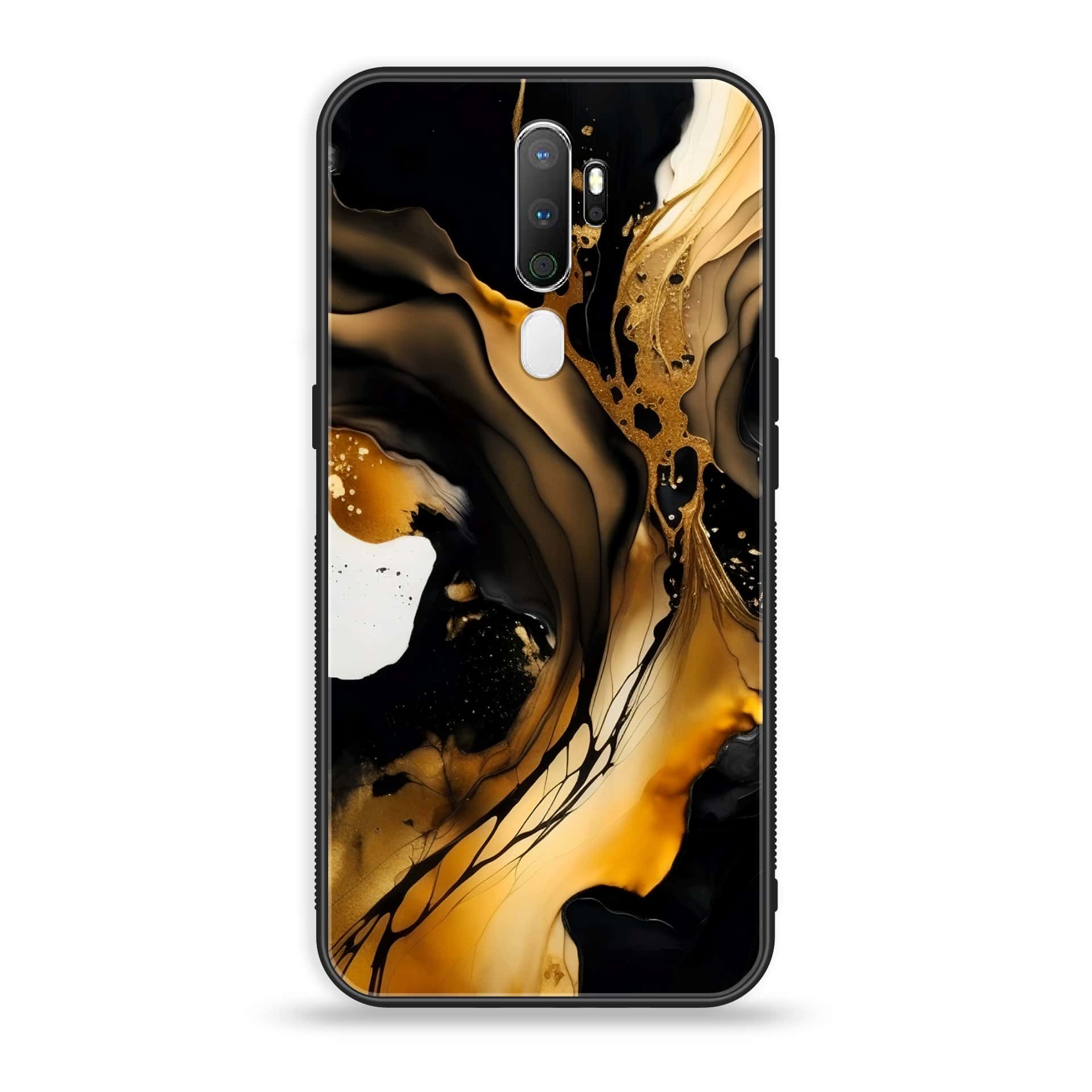 Oppo A5 2020 - Liquid Marble 2.0 Series - Premium Printed Glass soft Bumper shock Proof Case