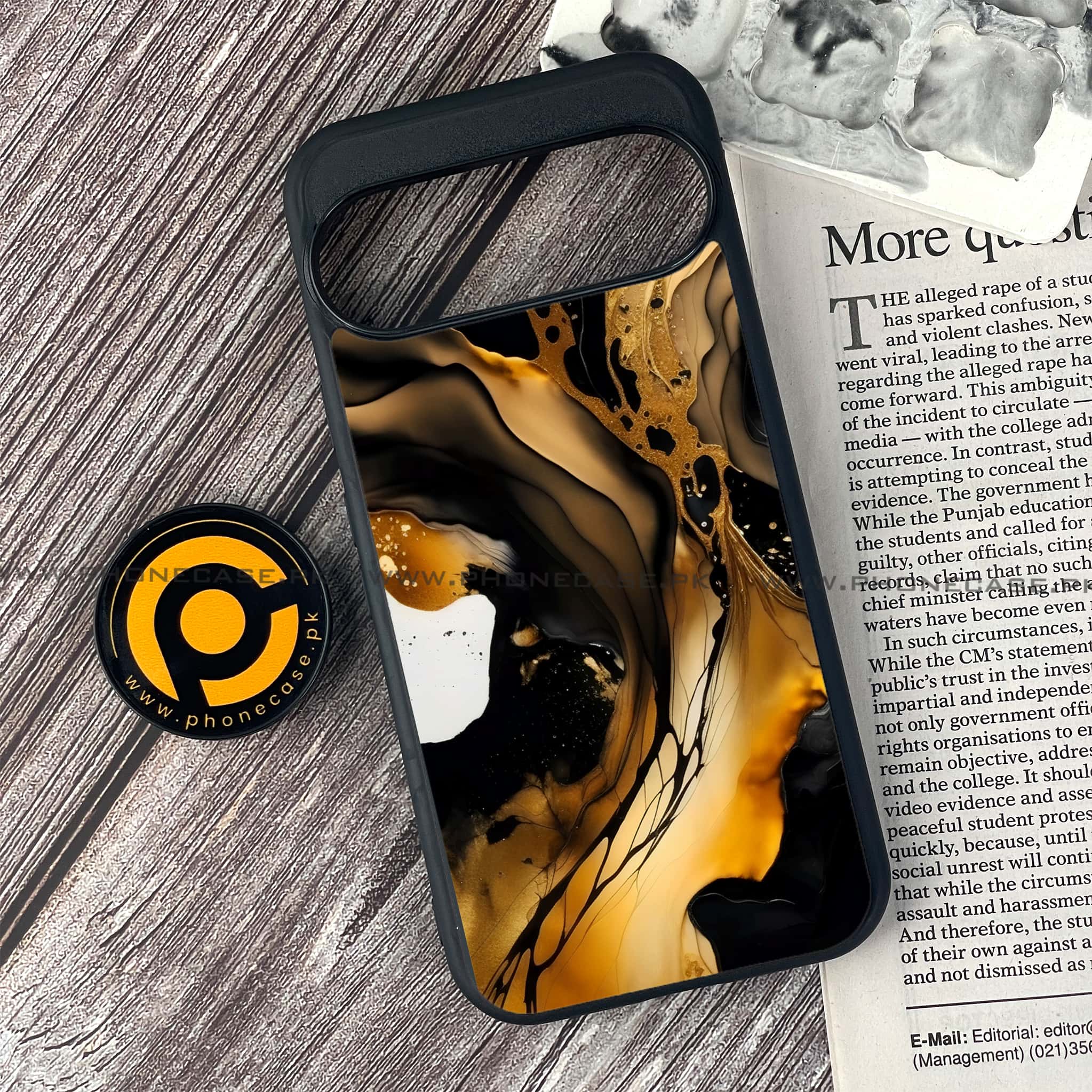 Google Pixel 9 - Liquid Marble 2.0 Series - Premium Metal Printed soft Bumper Shock Proof Case