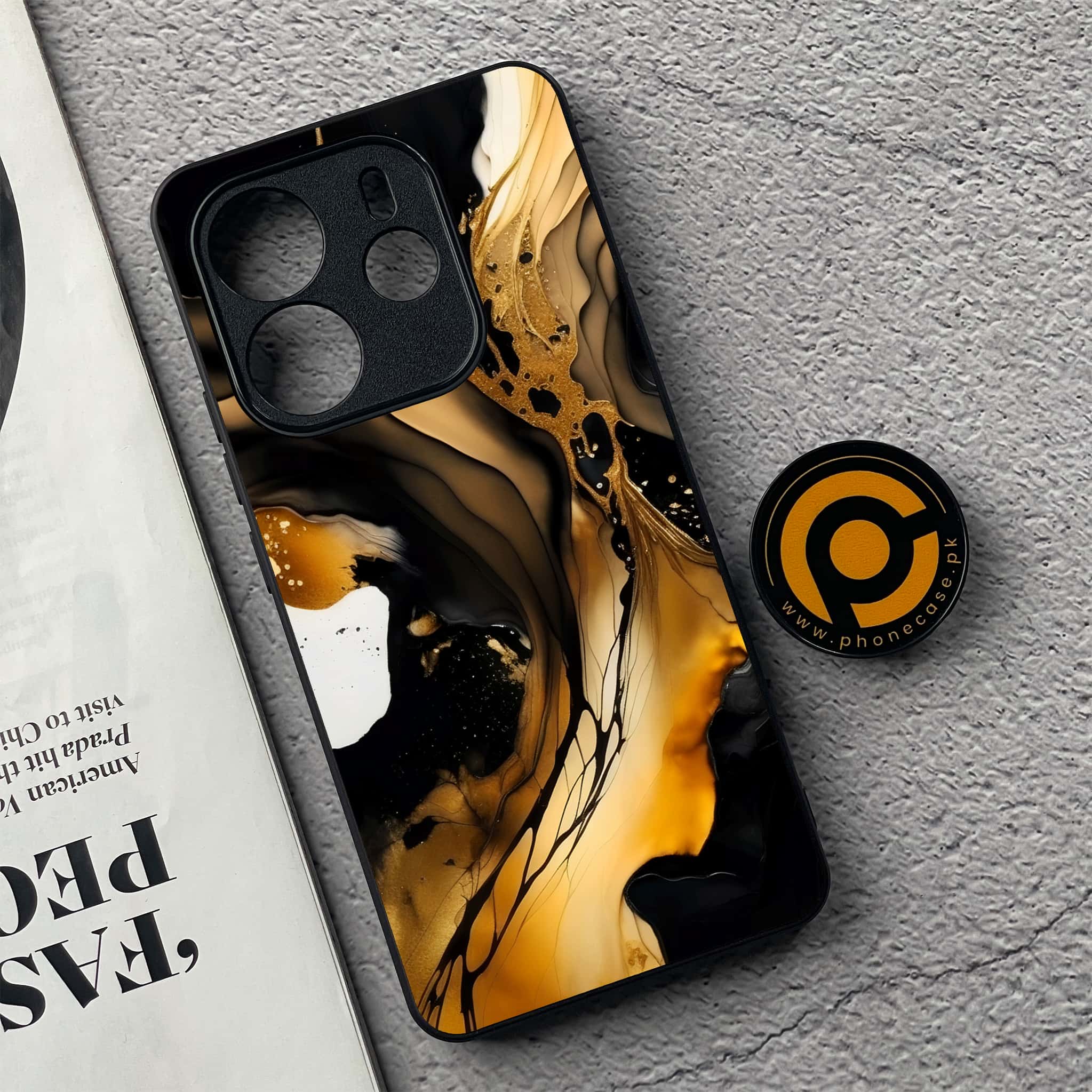 Xiaomi Redmi Note 14 - Liquid Marble 2.0 Series - Premium Printed Glass soft Bumper shock Proof Case