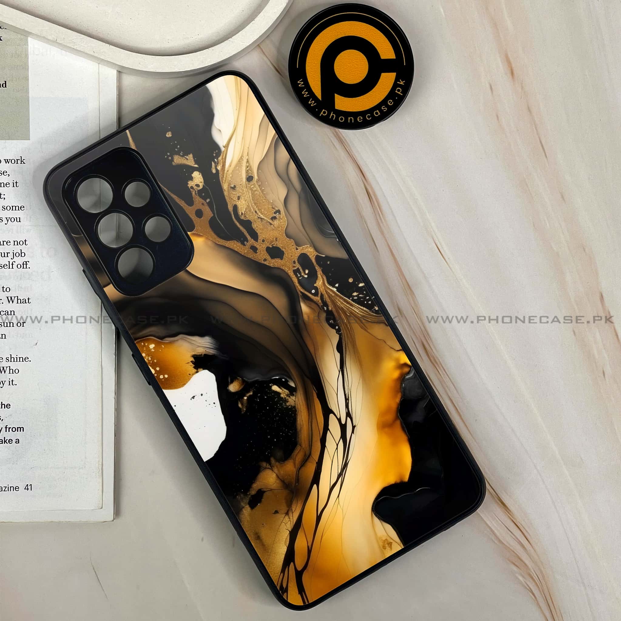 Galaxy A32 - Liquid Marble 2.0 Series - Premium Printed Glass soft Bumper shock Proof Case