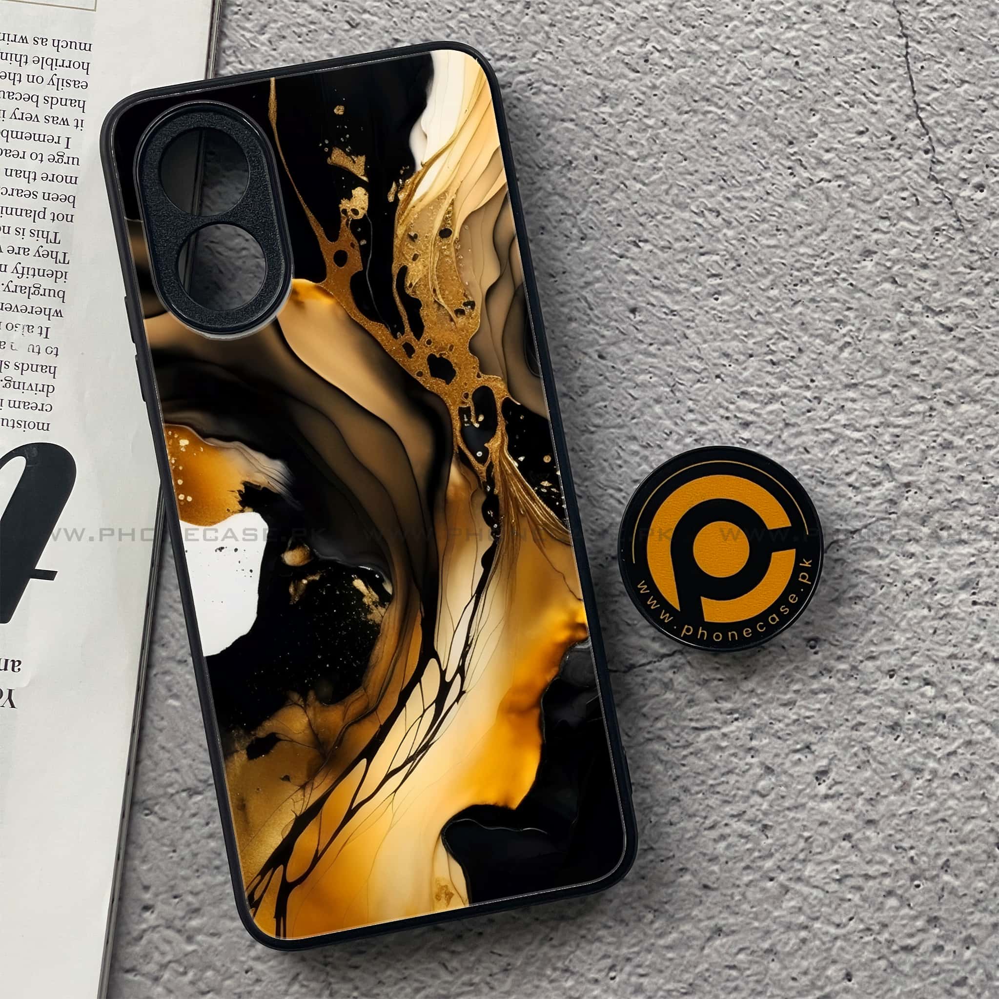 Oppo A18 4G - Liquid Marble 2.0 Series - Premium Printed Glass soft Bumper shock Proof Case
