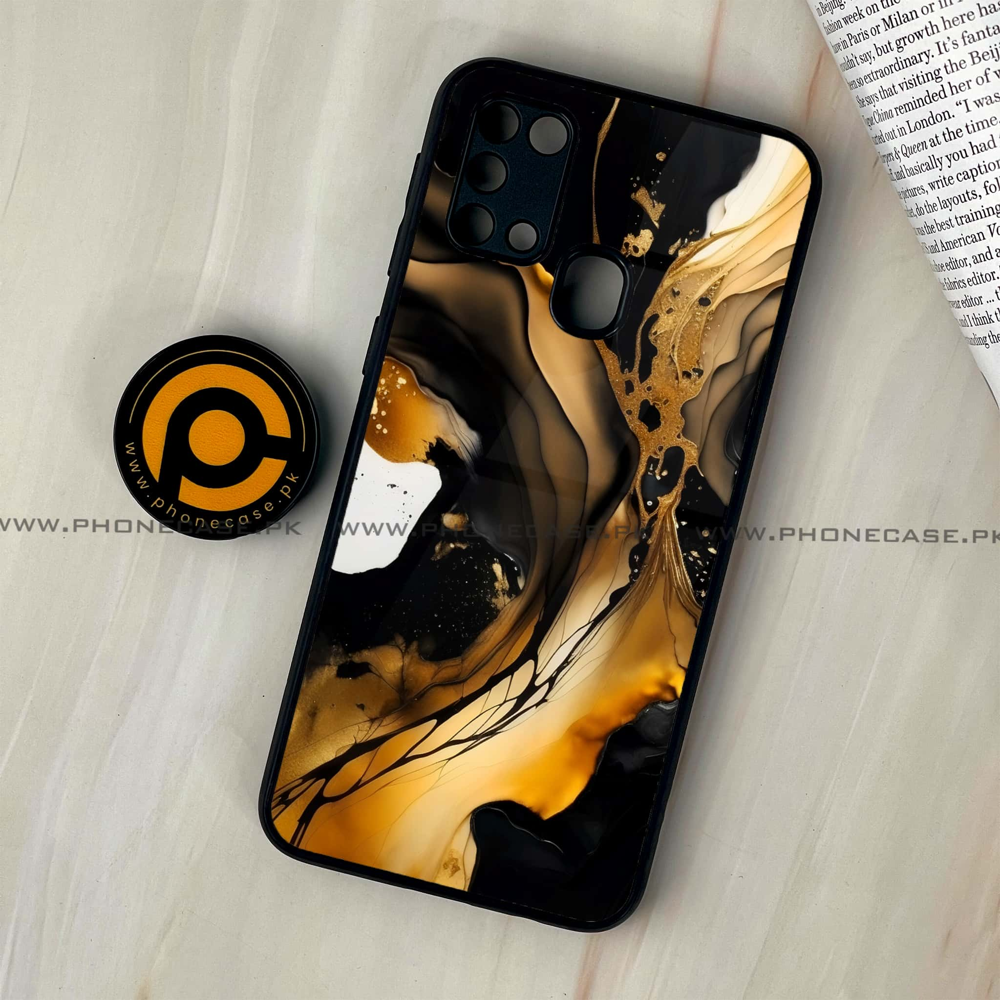 Galaxy M31 - Liquid Marble 2.0 Series - Premium Printed Glass soft Bumper shock Proof Case