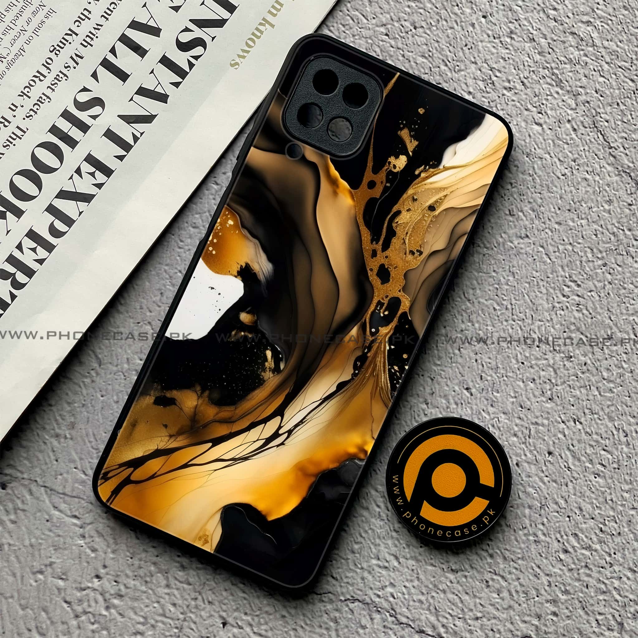 Samsung Galaxy A12 / A12 Nacho - Liquid Marble 2.0 Series - Premium Printed Glass soft Bumper shock Proof Case