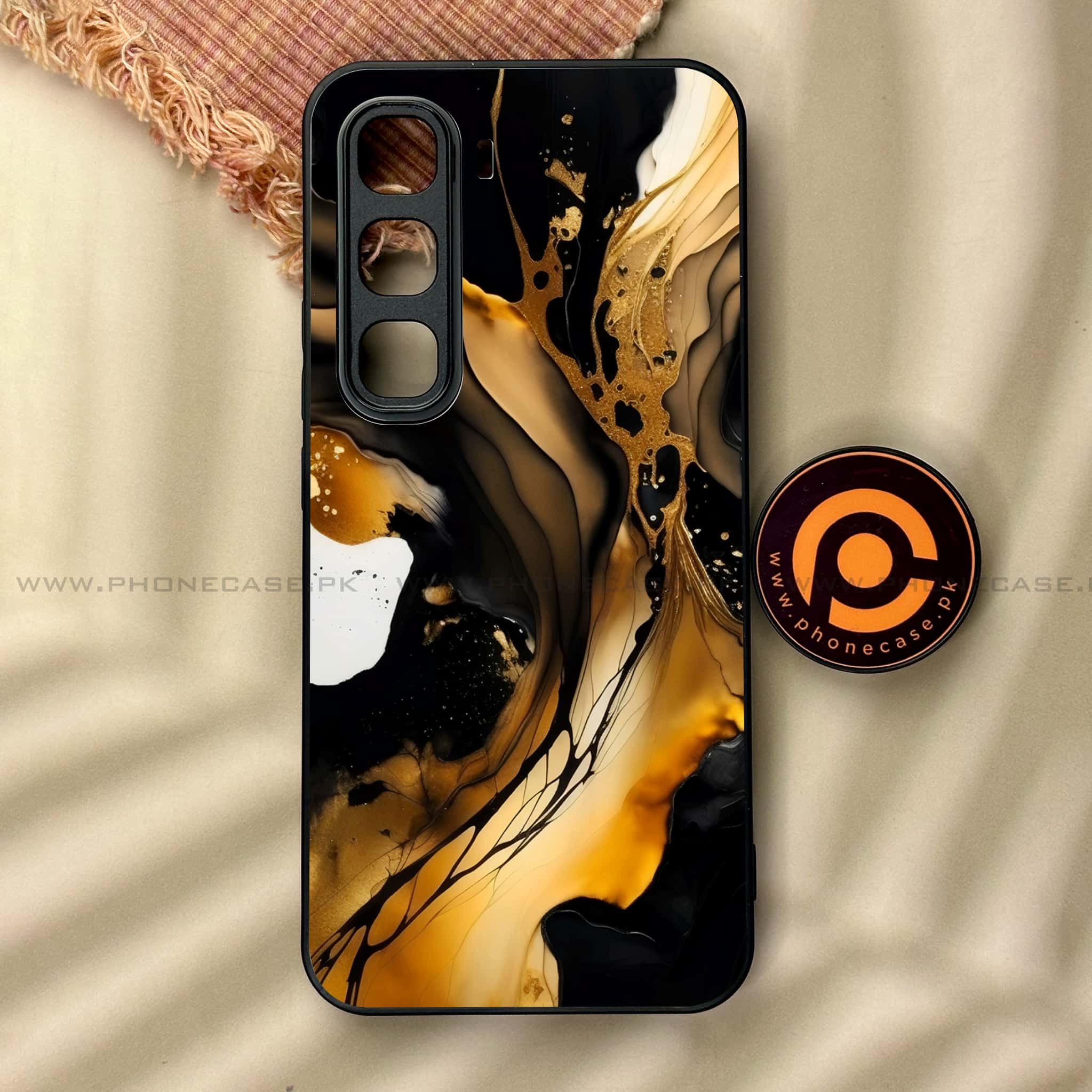 Infinix Hot 60 Pro - Liquid Marble 2.0 Series - Premium Metal Printed soft Bumper shock Proof Case