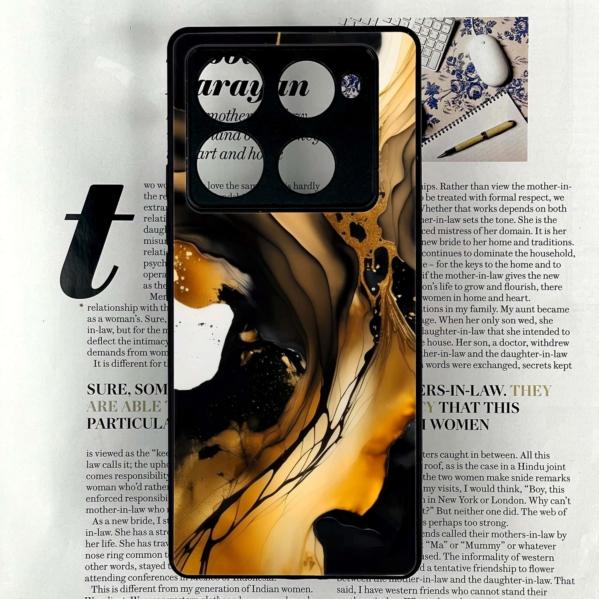 Infinix Note 40 Pro Plus - Liquid Marble 2.0 Series - Premium Metal Printed soft Bumper shock Proof Case