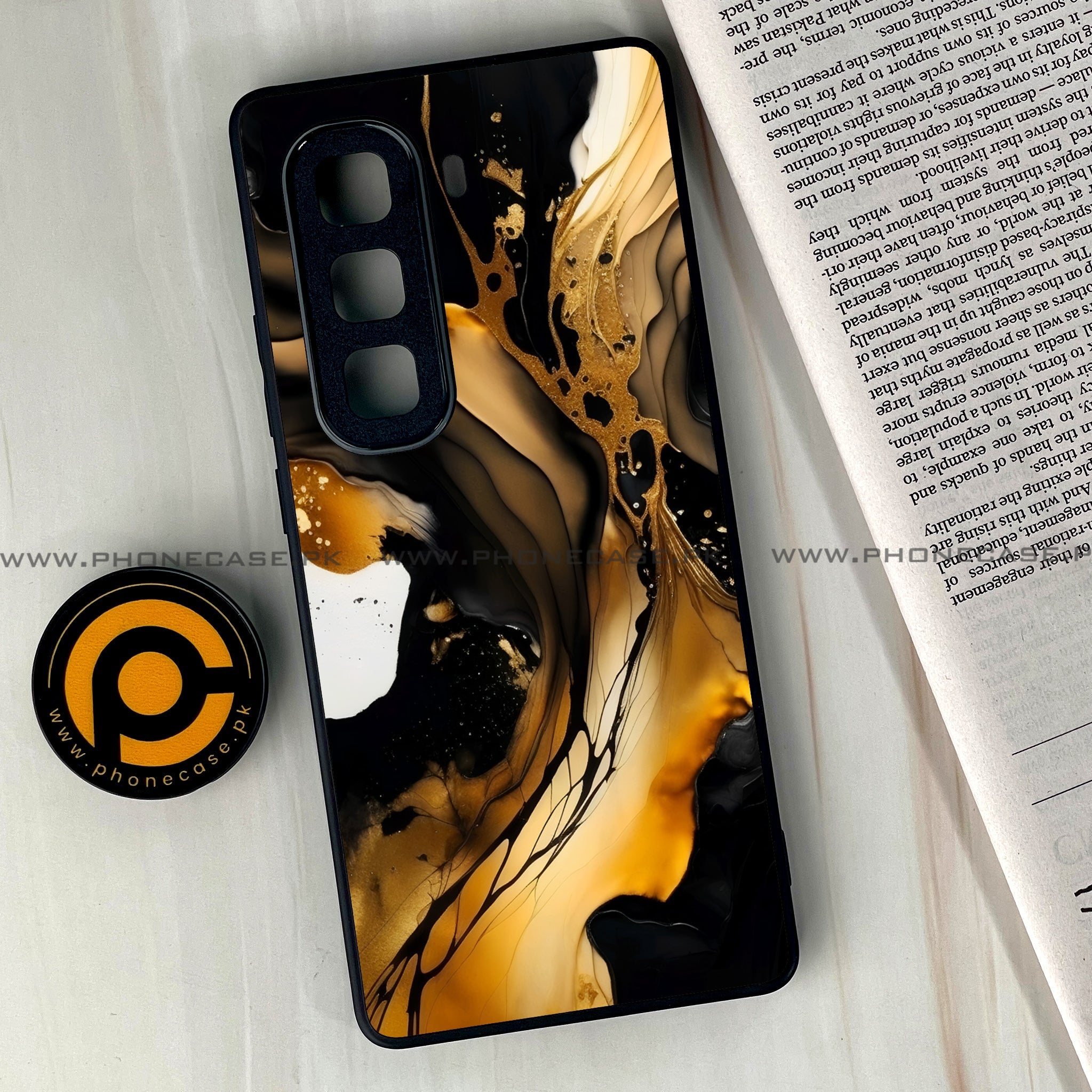 Infinix Hot 60 Pro Plus - Liquid Marble 2.0 Series - Premium Metal Printed soft Bumper shock Proof Case