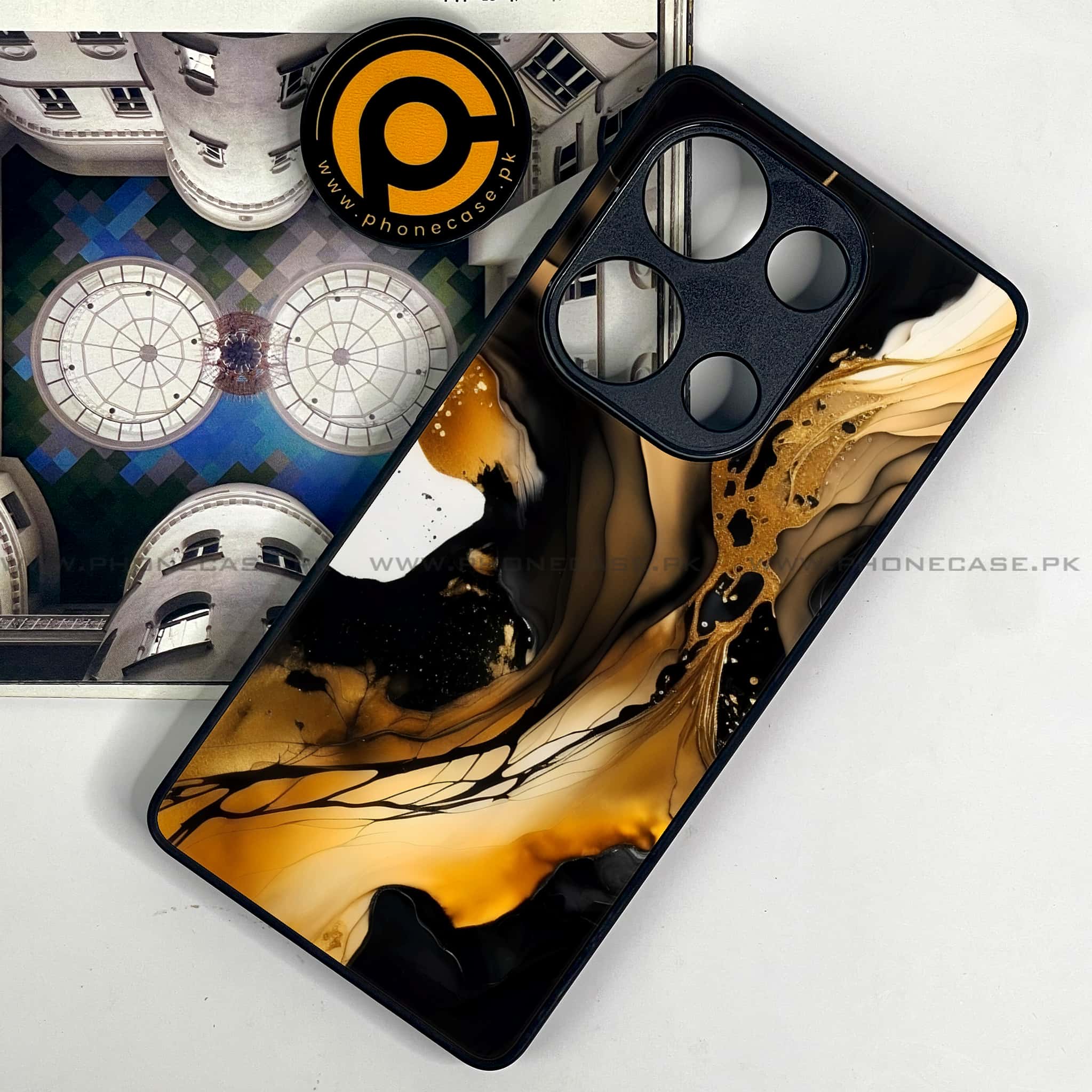 Redmi Note 13 Pro 4G - Liquid Marble 2.0 Series - Premium Metal Printed soft Bumper shock Proof Case
