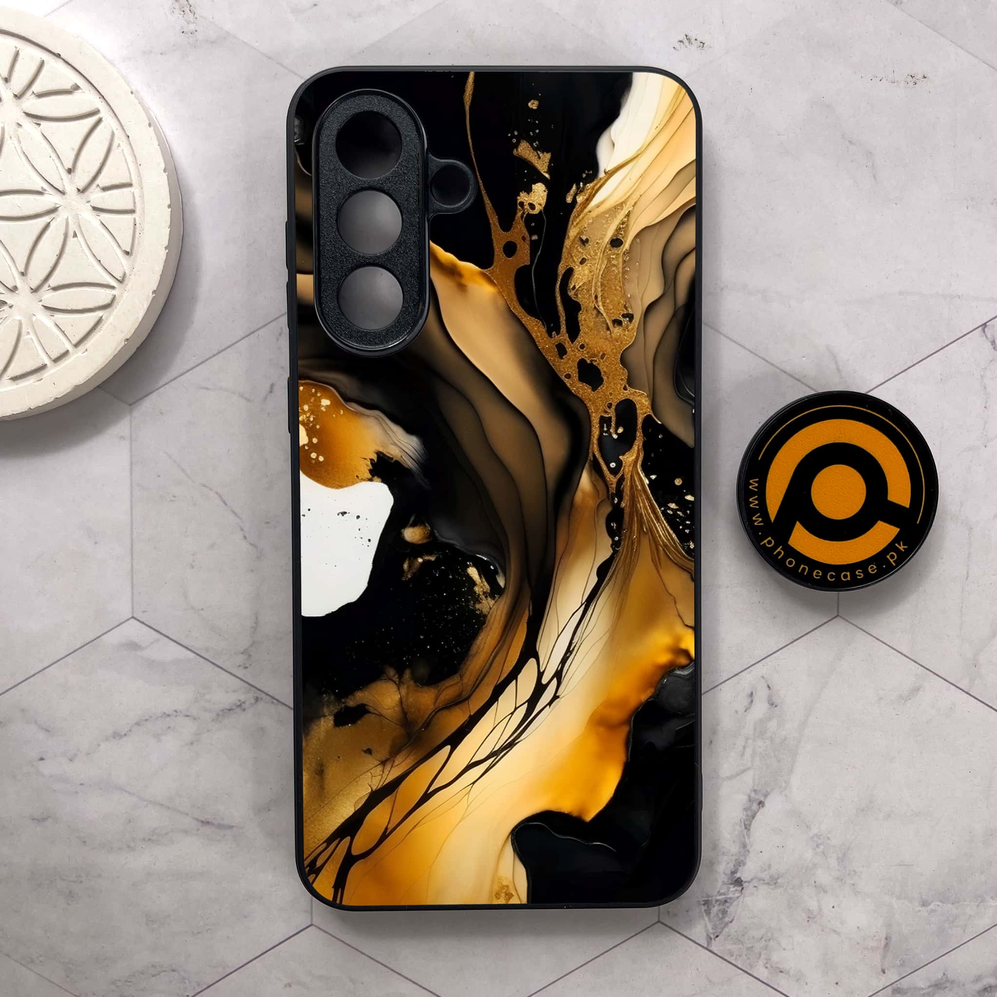 Samsung Galaxy A56 5G - Liquid Marble 2.0 Series - Premium Metal Printed soft Bumper shock Proof Case