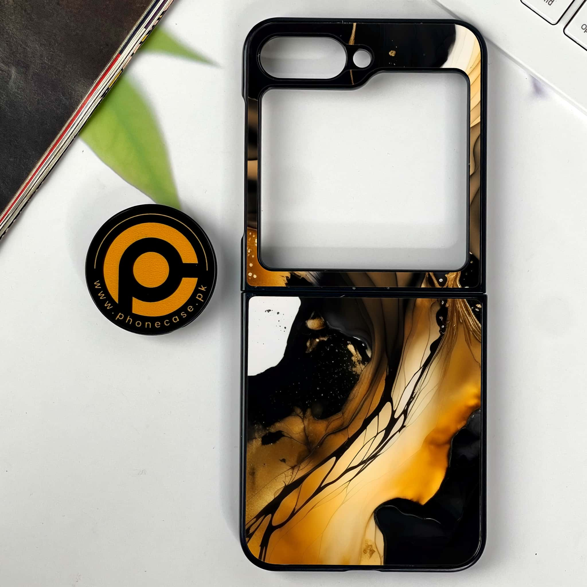 Galaxy Z Flip 6 - Liquid Marble 2.0 Series - Premium Printed Glass soft Bumper shock Proof Case