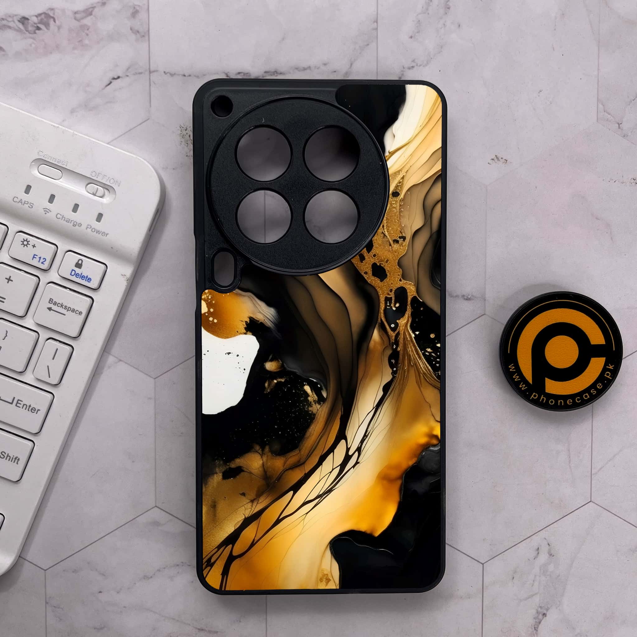 Tecno Camon 30 Premier - Liquid Marble 2.0 Series - Premium Metal Printed soft Bumper shock Proof Case
