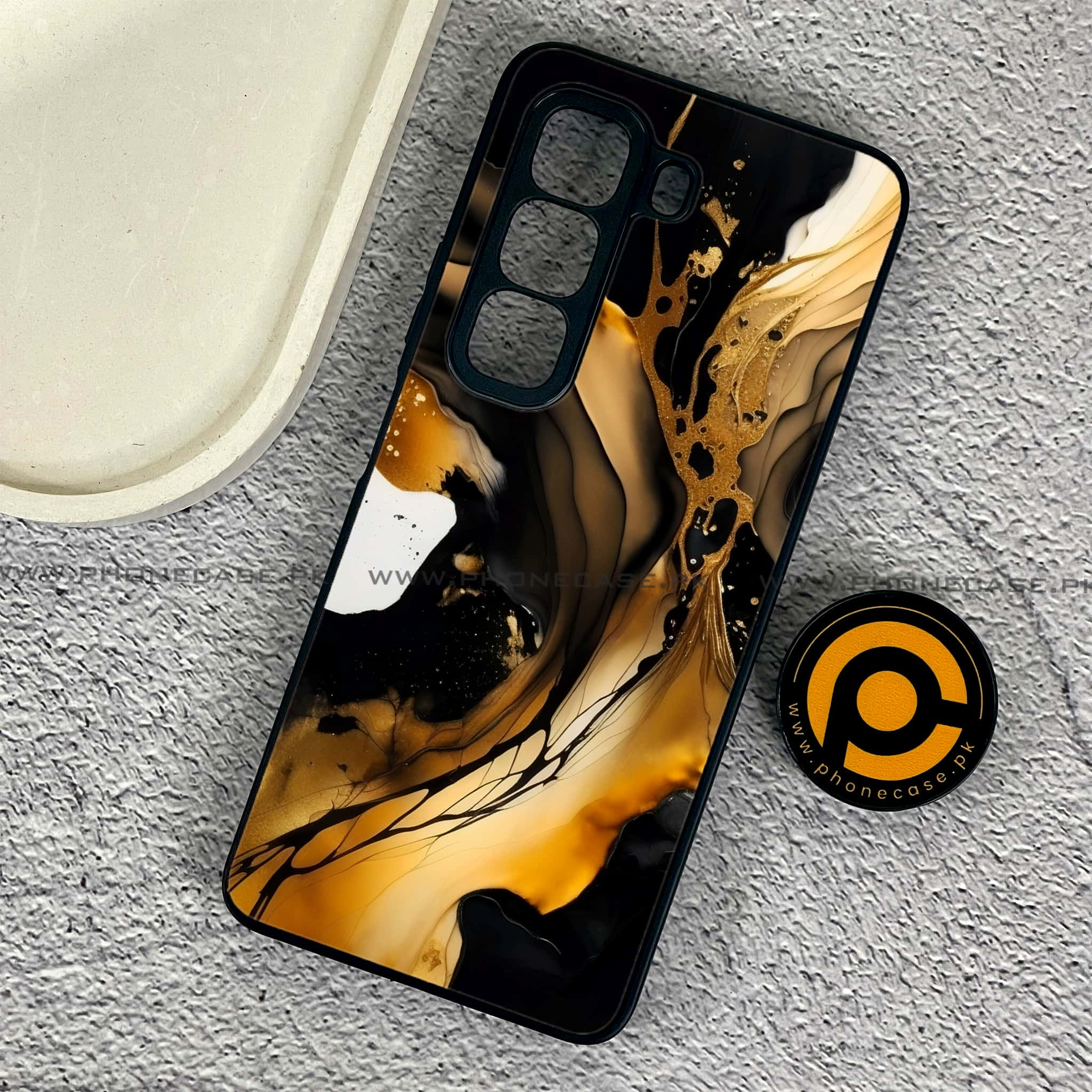 Infinix Hot 50 Pro - Liquid Marble 2.0 Series - Premium Printed Glass soft Bumper shock Proof Case