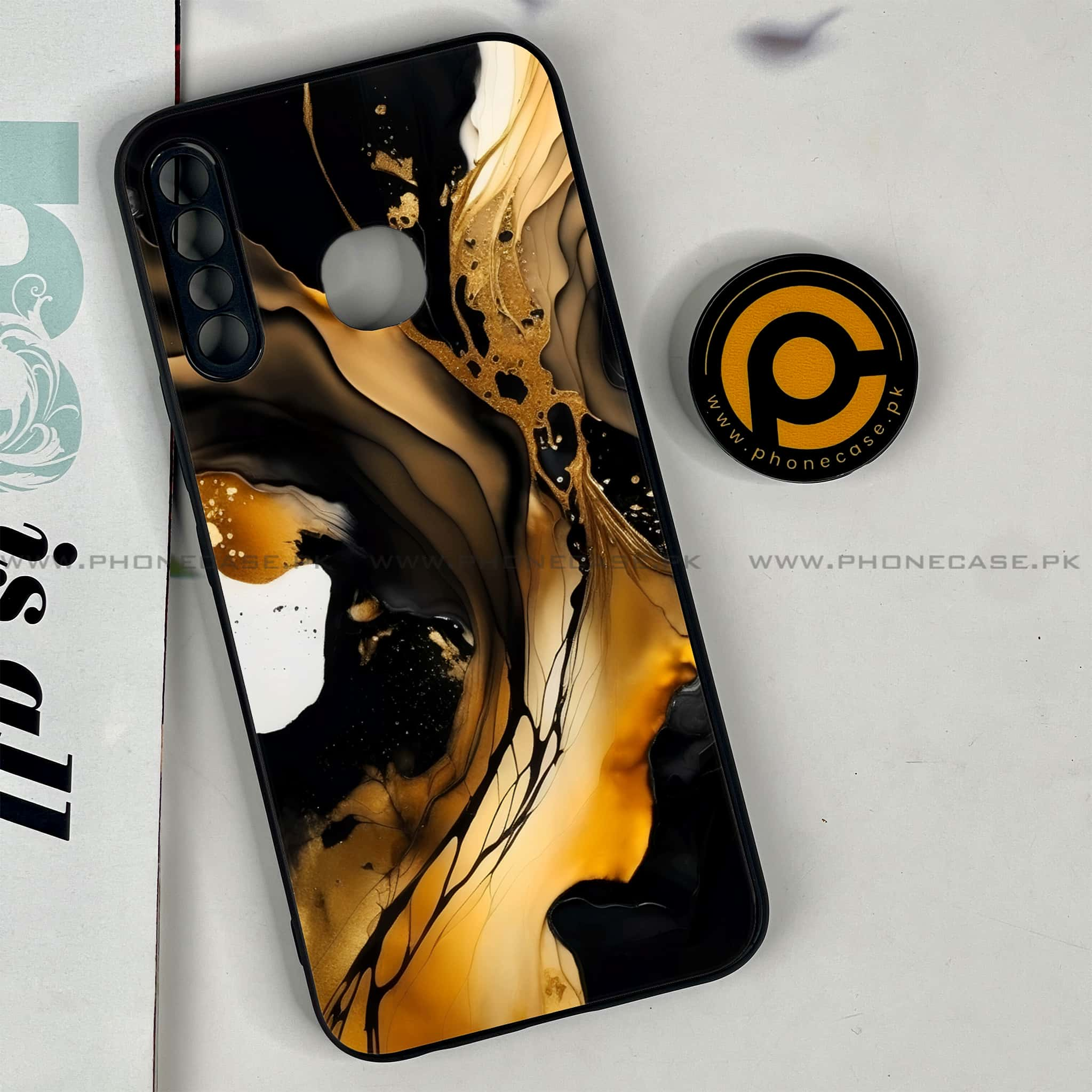 Infinix Hot 8 Lite - Liquid Marble 2.0 Series - Premium Printed Glass soft Bumper shock Proof Case