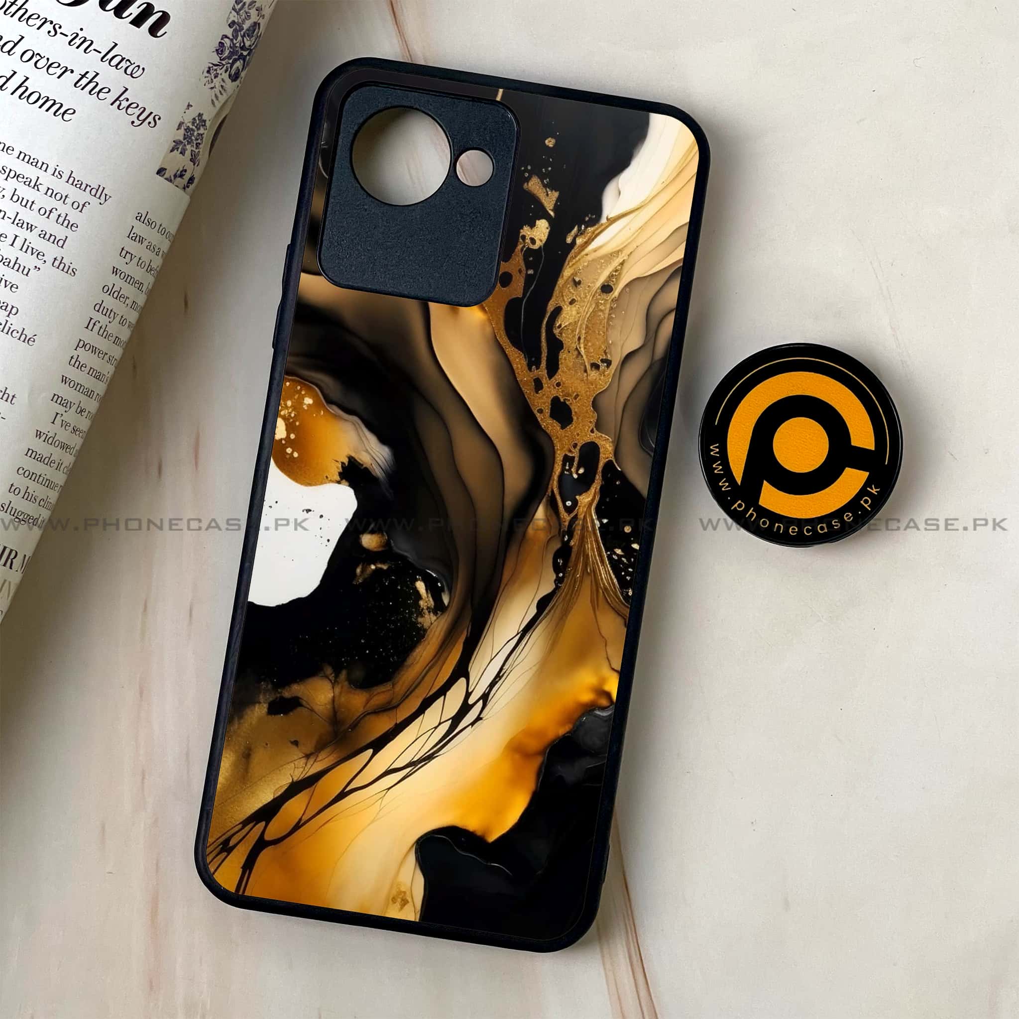 Realme C30 - Liquid Marble 2.0 Series - Premium Printed Glass soft Bumper shock Proof Case