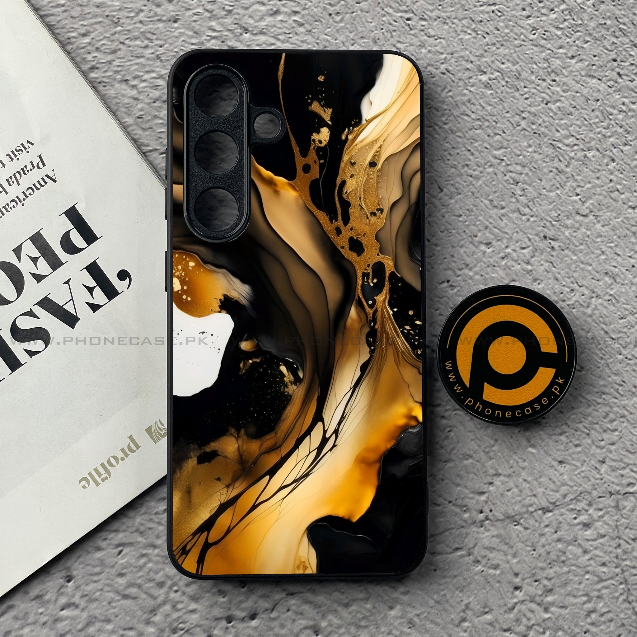 Samsung Galaxy S25 FE - Liquid Marble 2.0 Series - Premium Metal Printed soft Bumper shock Proof Case