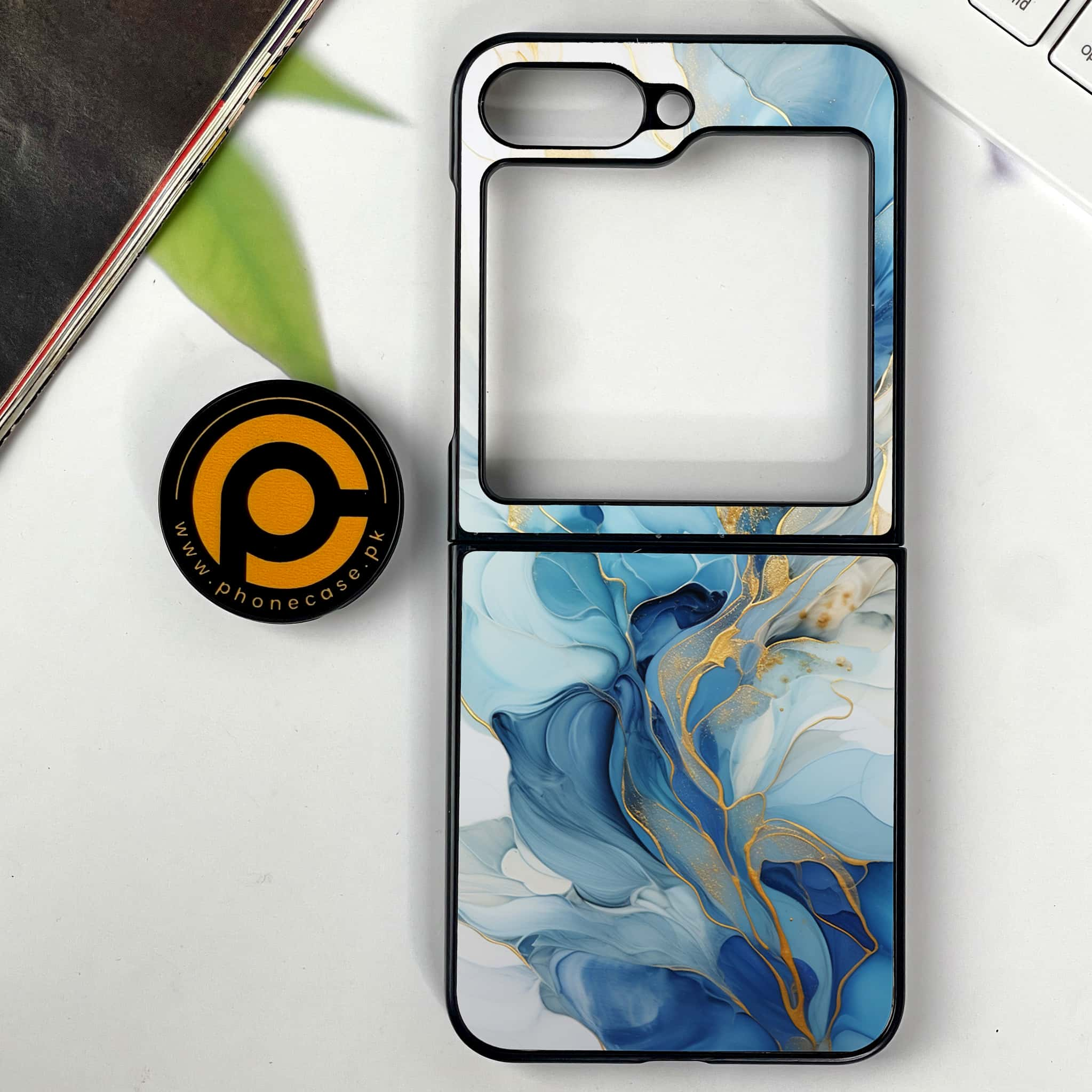 Galaxy Z Flip 6 - Liquid Marble 2.0 Series - Premium Printed Glass soft Bumper shock Proof Case