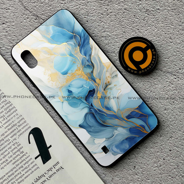 Samsung Galaxy A10 - Liquid Marble 2.0 Series - Premium Printed Glass soft Bumper shock Proof Case