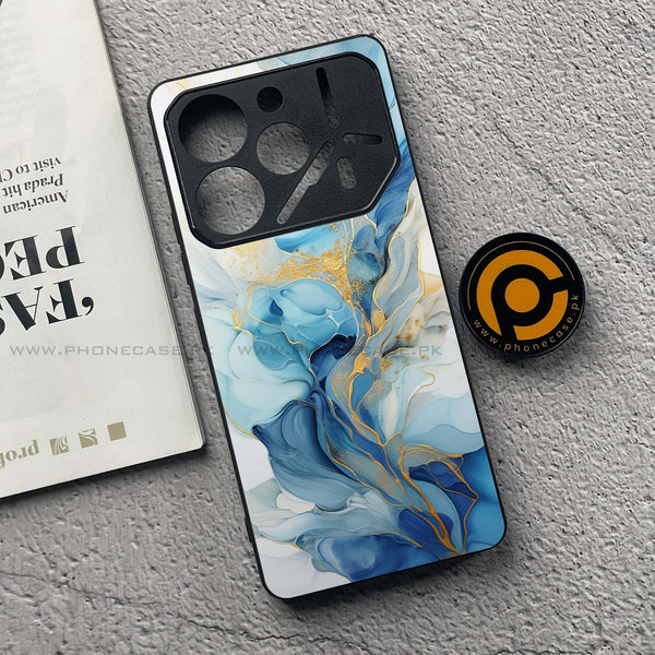 Tecno Pova 6 - Liquid Marble 2.0 Series - Premium Printed Glass soft Bumper shock Proof Case