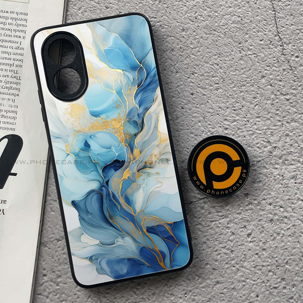 Oppo A18 4G - Liquid Marble 2.0 Series - Premium Printed Glass soft Bumper shock Proof Case