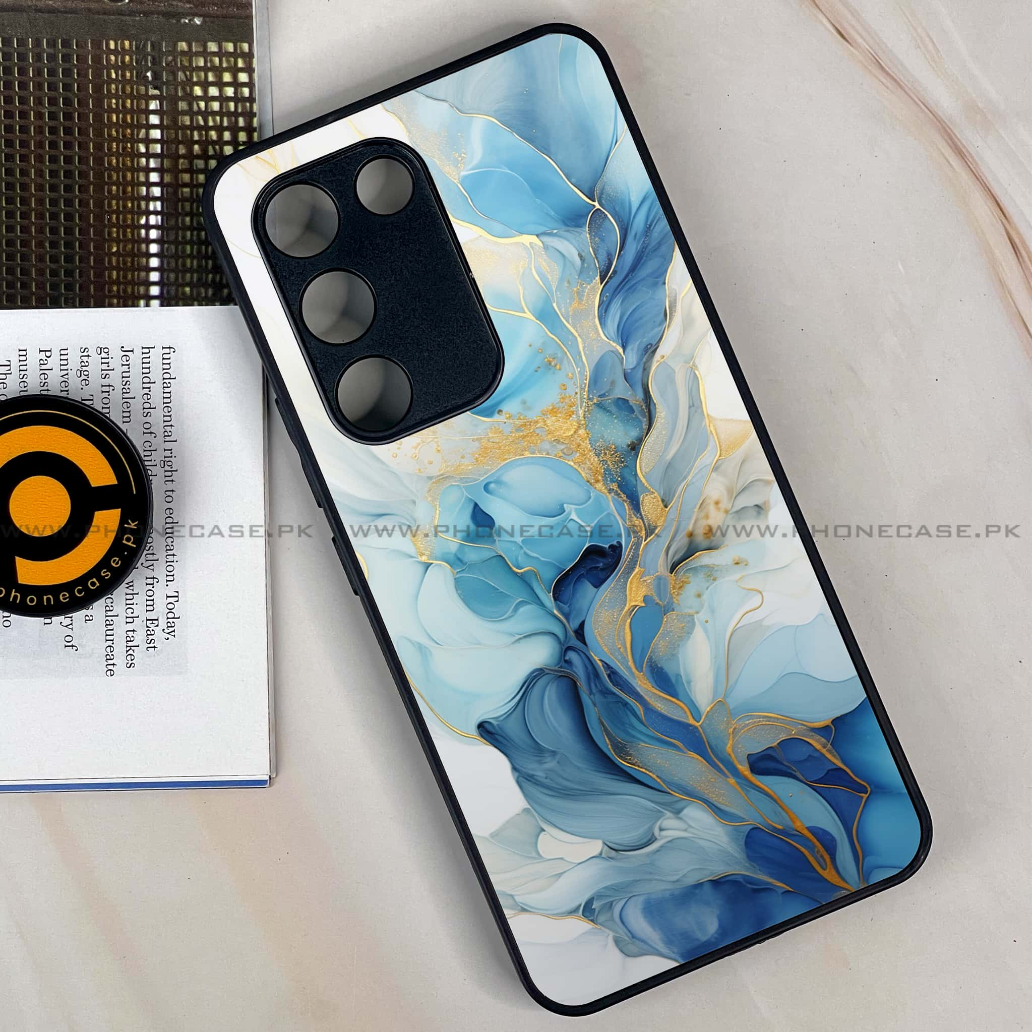 Vivo Y100 - Liquid Marble 2.0 Series - Premium Printed Glass soft Bumper shock Proof Case