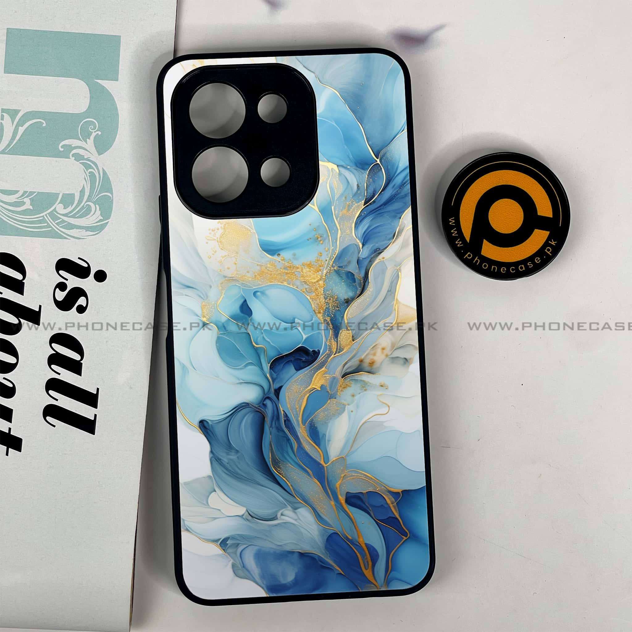 Vivo Y28 - Liquid Marble 2.0 Series - Premium Printed Glass soft Bumper shock Proof Case