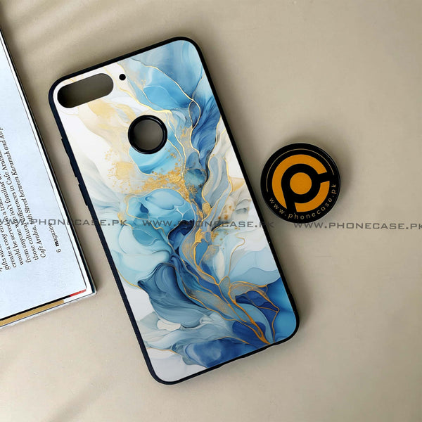 Huawei Y7 Prime (2018) - Liquid Marble 2.0 Series - Premium Printed Glass soft Bumper shock Proof Case