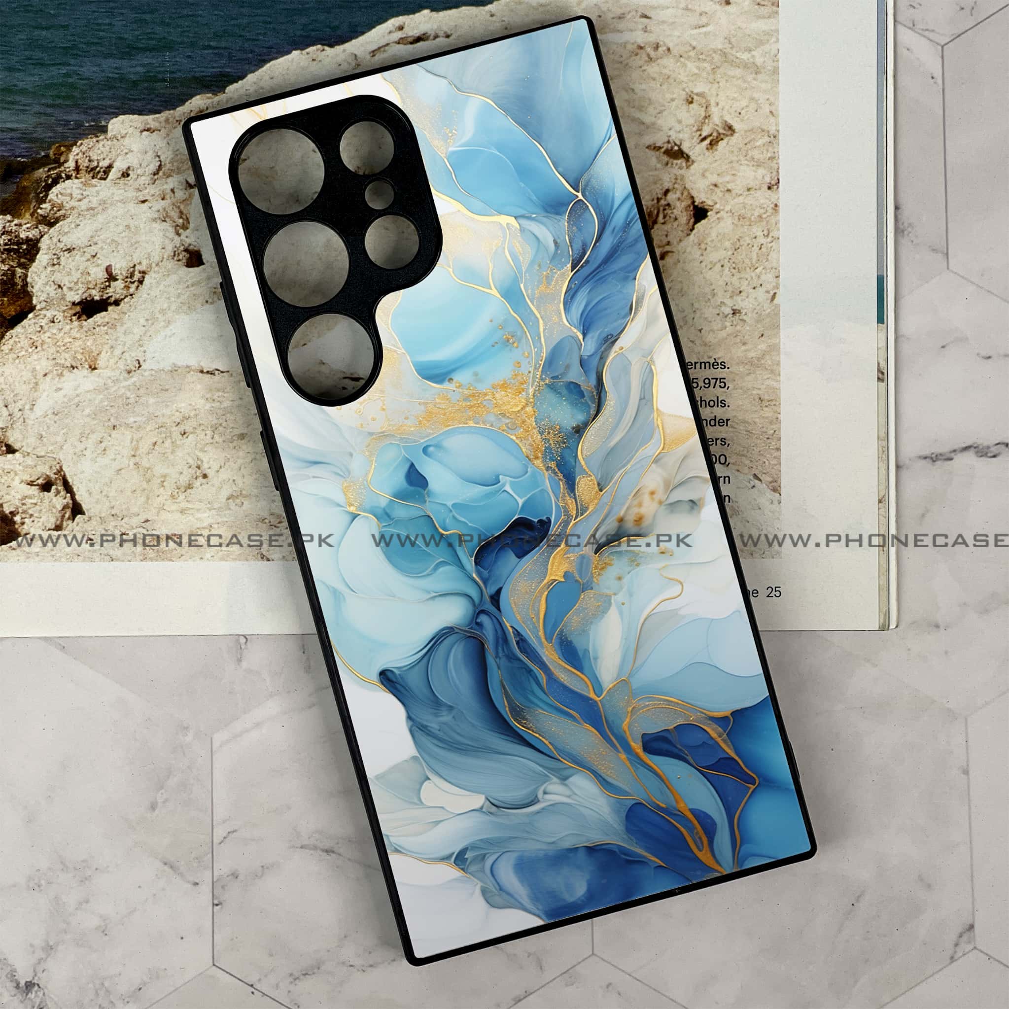 Samsung Galaxy S24 Ultra - Liquid Marble 2.0 Series - Premium Metal Printed soft Bumper shock Proof Case