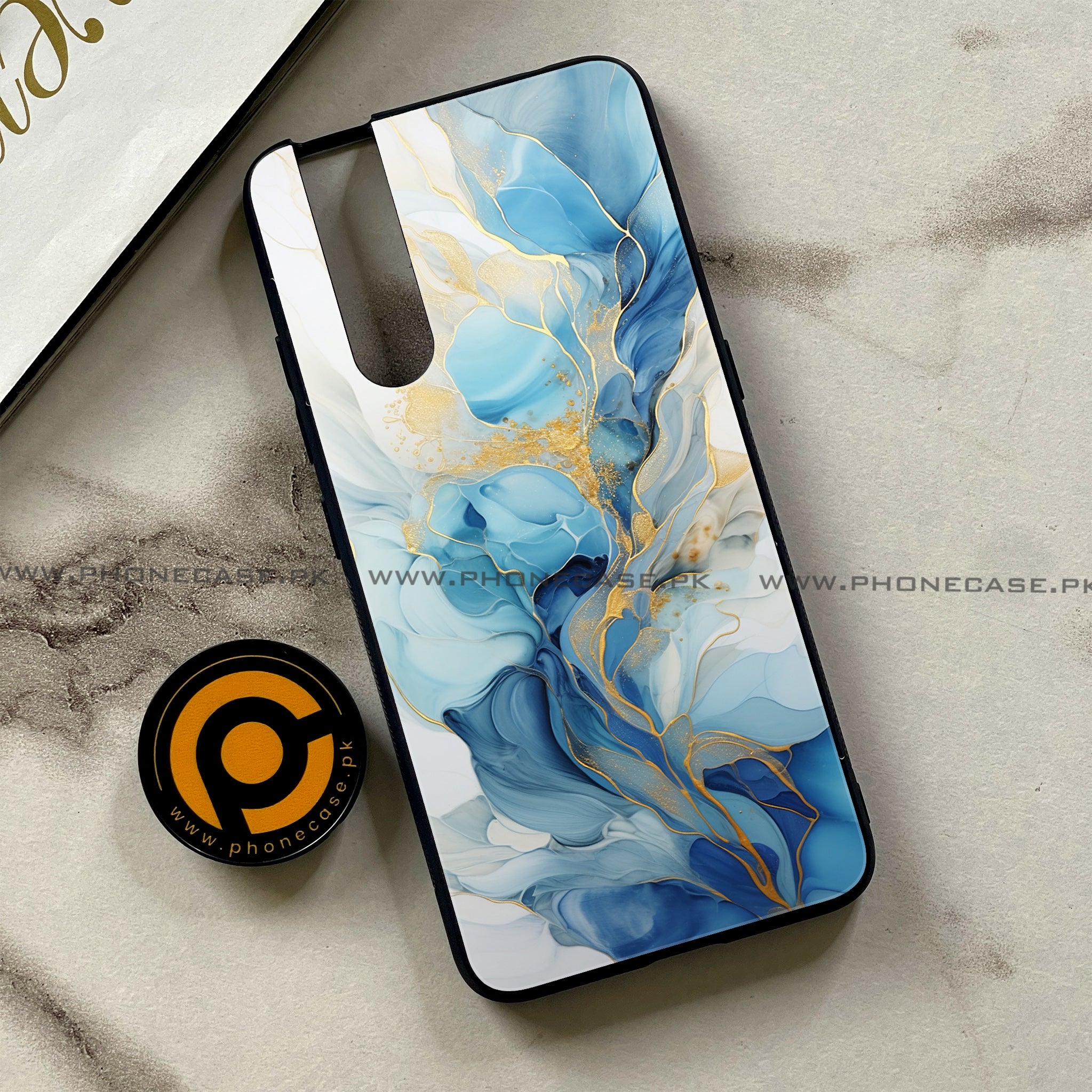 Vivo V15 Pro - Liquid Marble 2.0 Series - Premium Printed Glass soft Bumper shock Proof Case