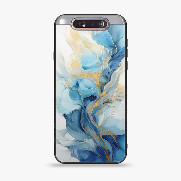 Samsung Galaxy A80 - Liquid Marble 2.0 Series - Premium Printed Glass soft Bumper shock Proof Case