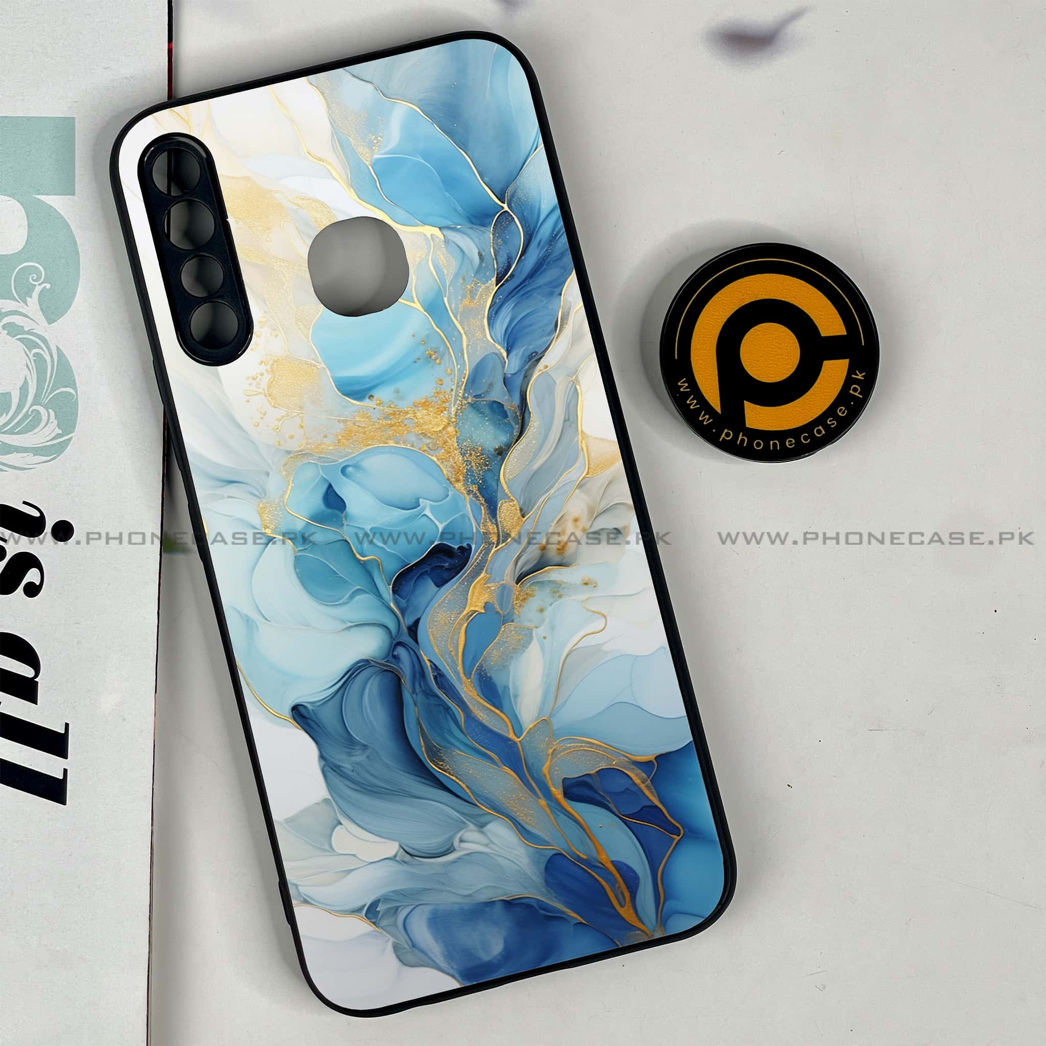 Infinix Hot 8 Lite - Liquid Marble 2.0 Series - Premium Printed Glass soft Bumper shock Proof Case