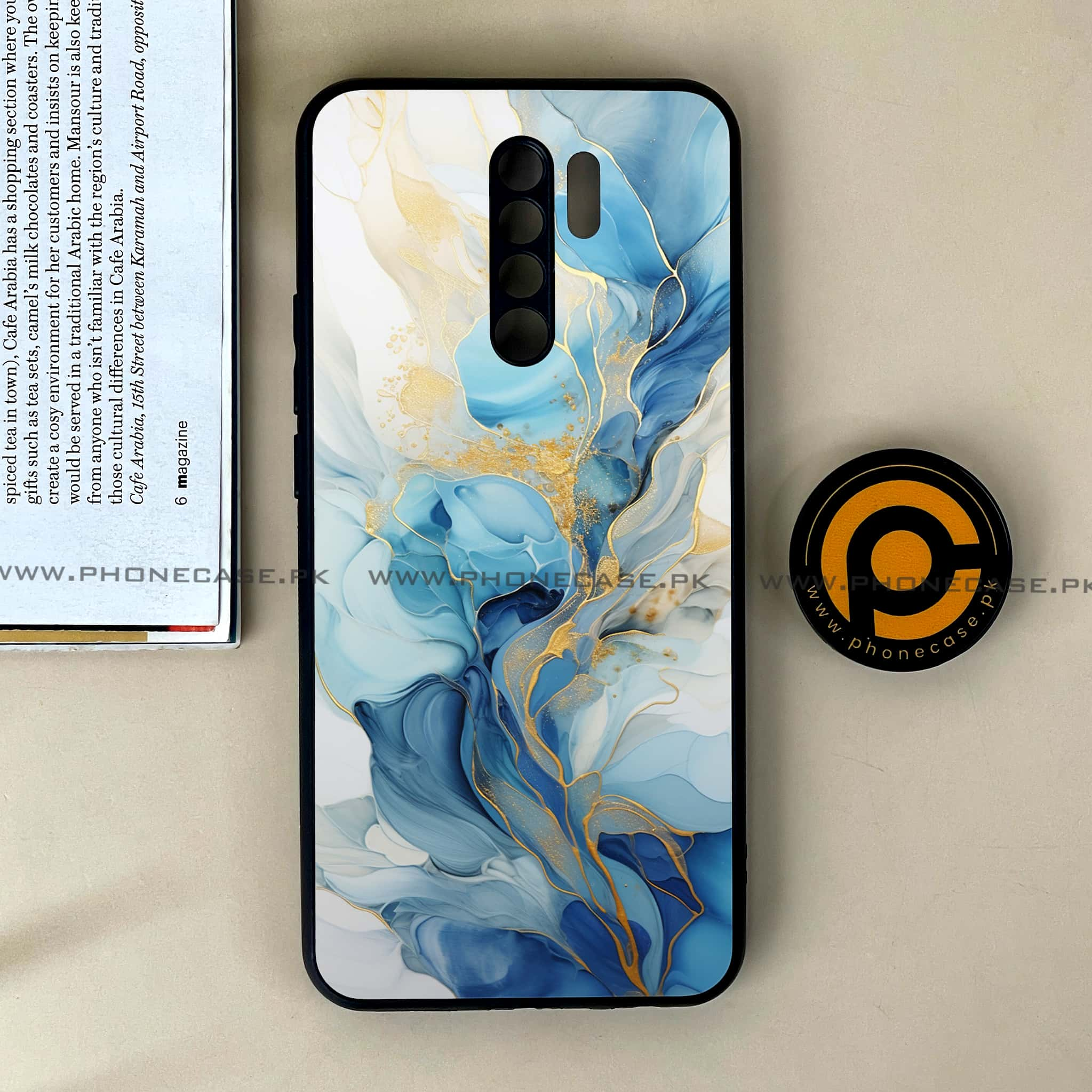 Xiaomi Redmi 9 - Liquid Marble 2.0 Series - Premium Printed Glass soft Bumper shock Proof Case