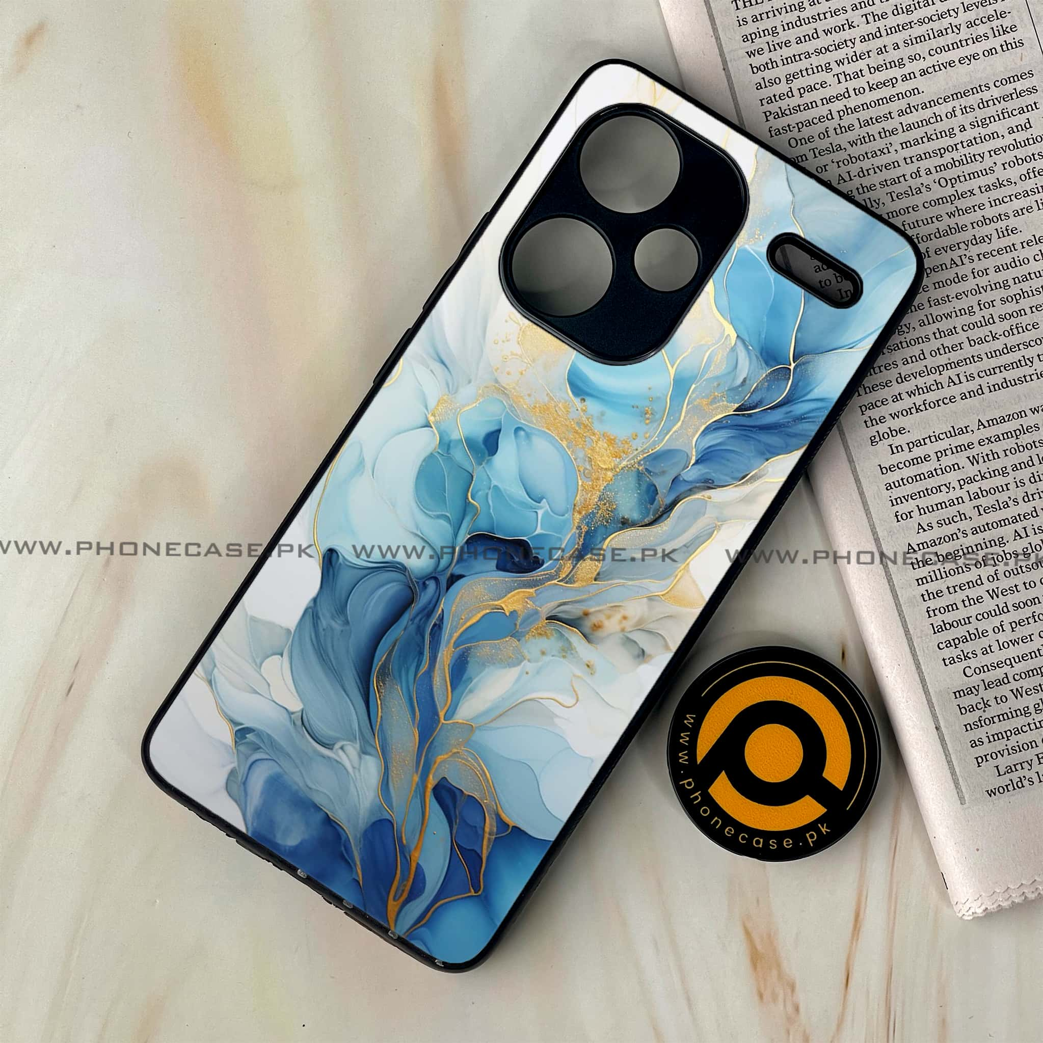 Redmi Note 13 Pro Plus 5G - Liquid Marble 2.0 Series - Premium Printed Glass soft Bumper shock Proof Case