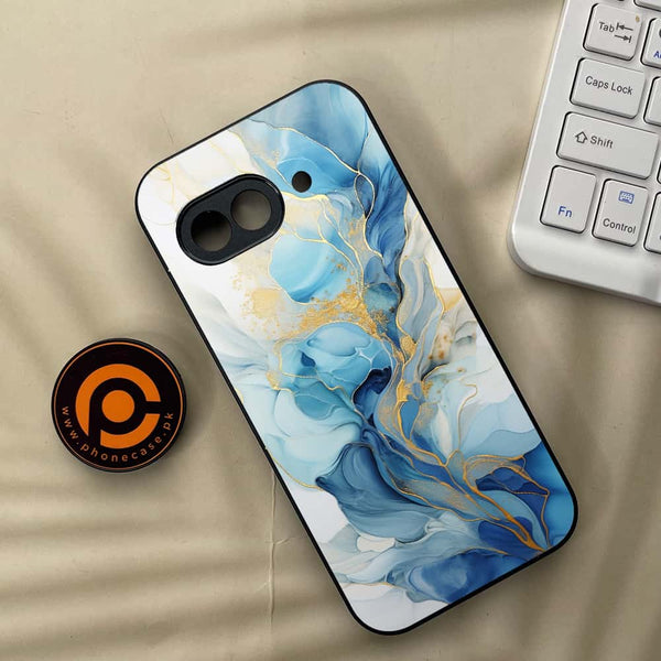 Google Pixel 9a - Liquid Marble 2.0 Series - Premium Metal Printed soft Bumper Shock Proof Case