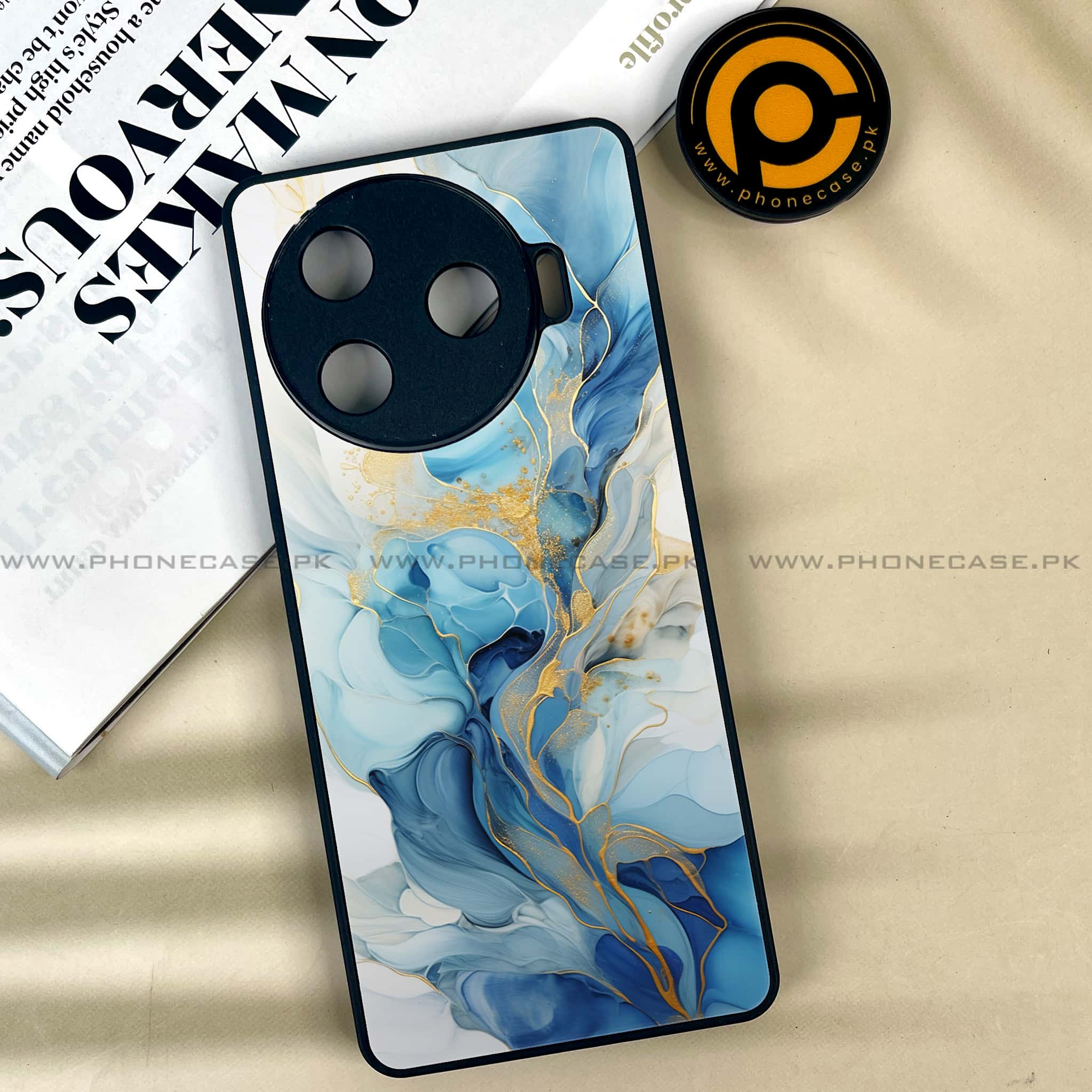 Tecno Camon 30 Pro - Liquid Marble 2.0 Series - Premium Printed Glass soft Bumper shock Proof Case