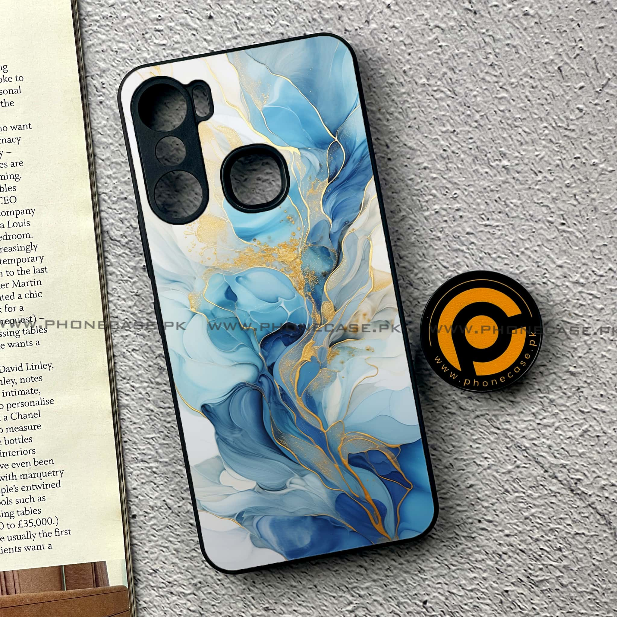 Infinix Hot 12 Pro - Liquid Marble 2.0 Series - Premium Printed Glass soft Bumper shock Proof Case