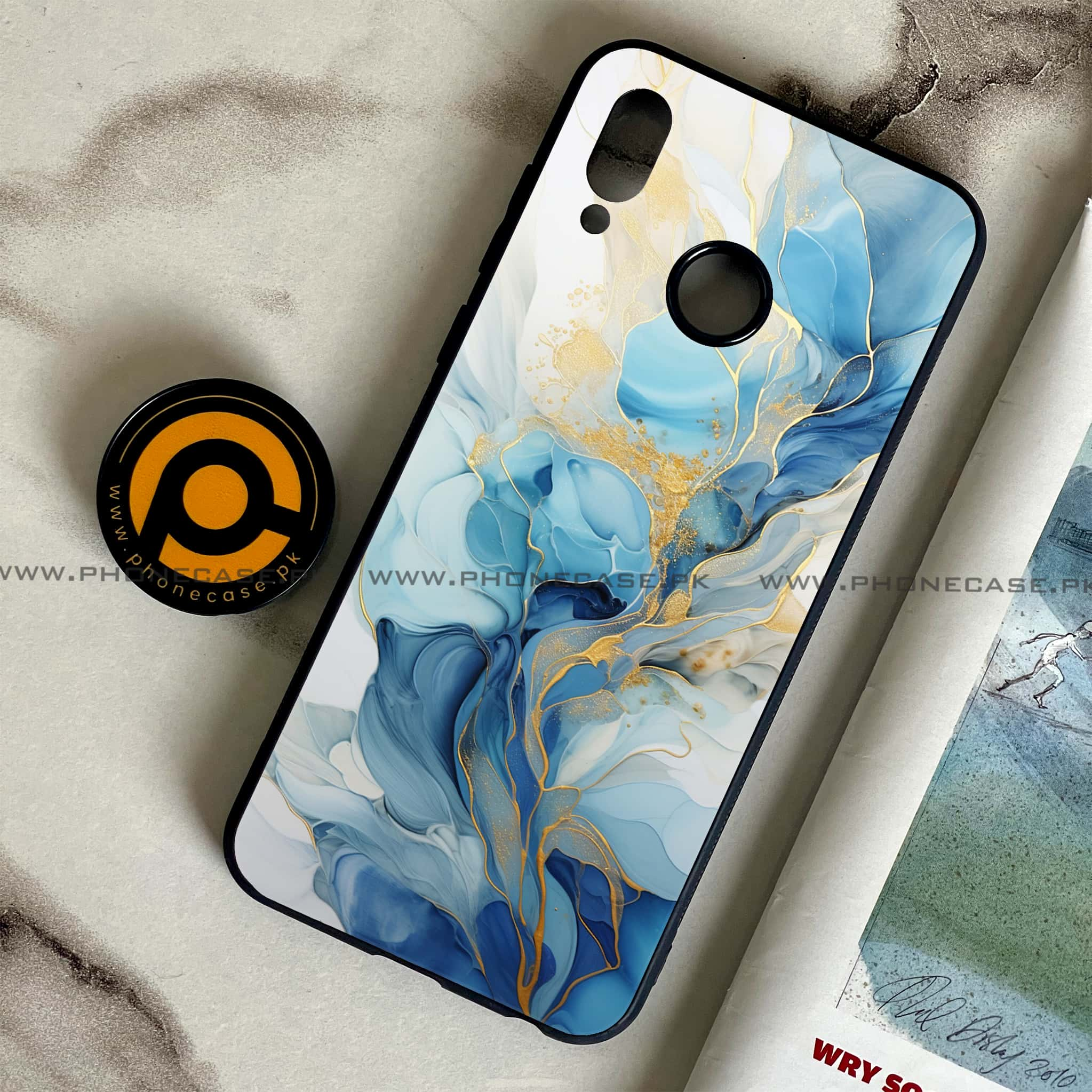 Huawei Honor Play - Liquid Marble 2.0 Series - Premium Printed Glass soft Bumper shock Proof Case