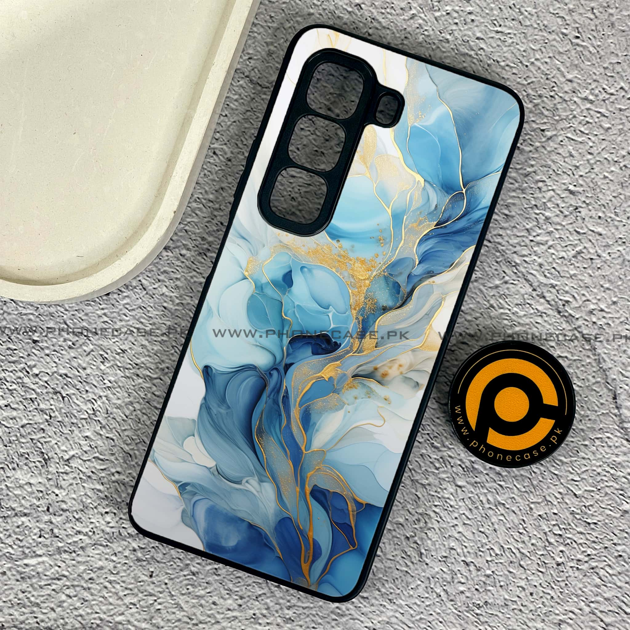 Infinix Hot 50 Pro - Liquid Marble 2.0 Series - Premium Printed Glass soft Bumper shock Proof Case