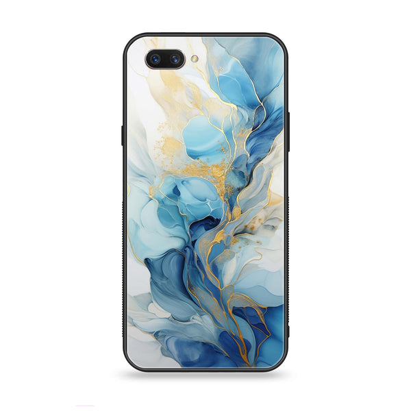 Oppo A3s - Liquid Marble 2.0 Series - Premium Printed Glass soft Bumper shock Proof Case