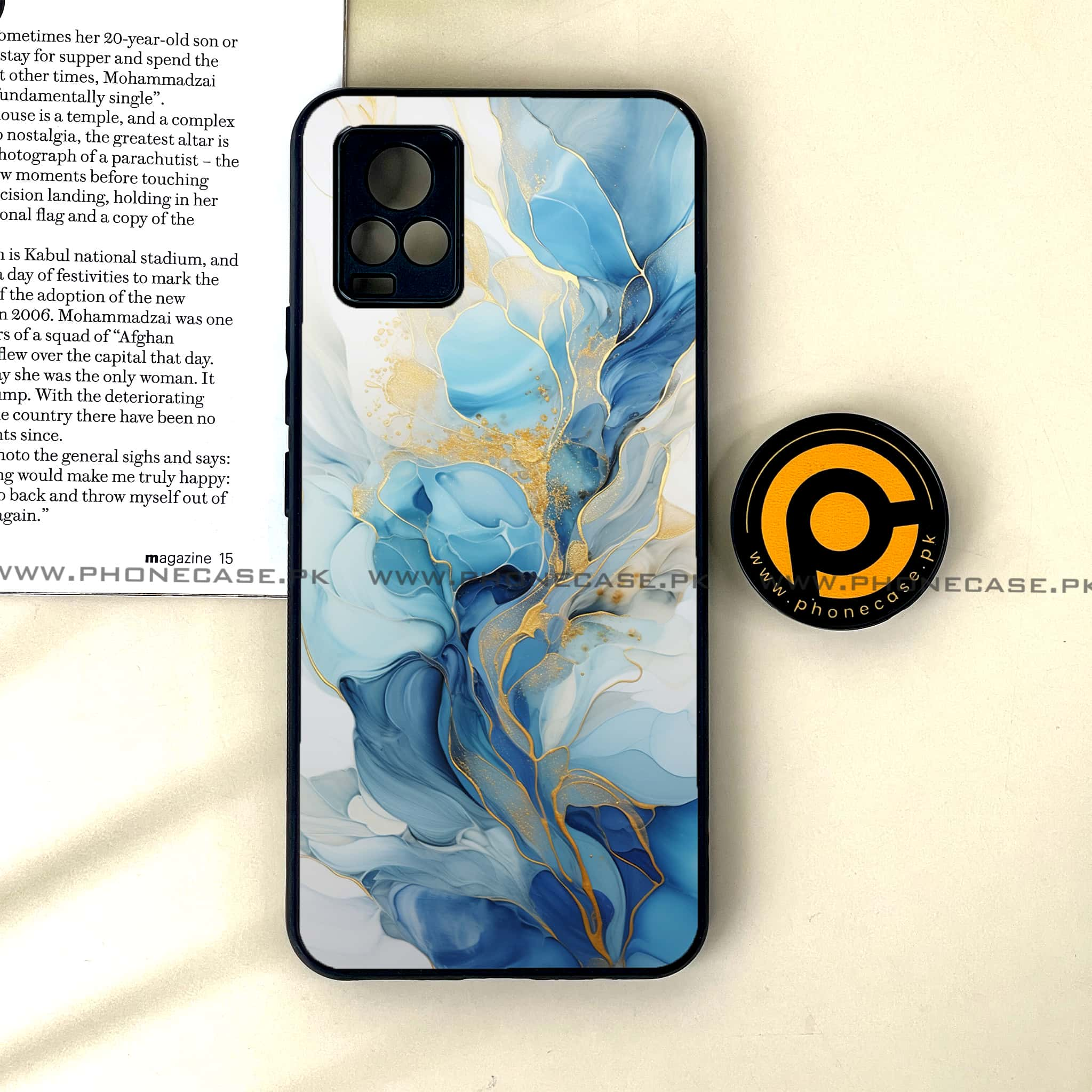 Vivo V20 - Liquid Marble 2.0 Series - Premium Printed Glass soft Bumper shock Proof Case