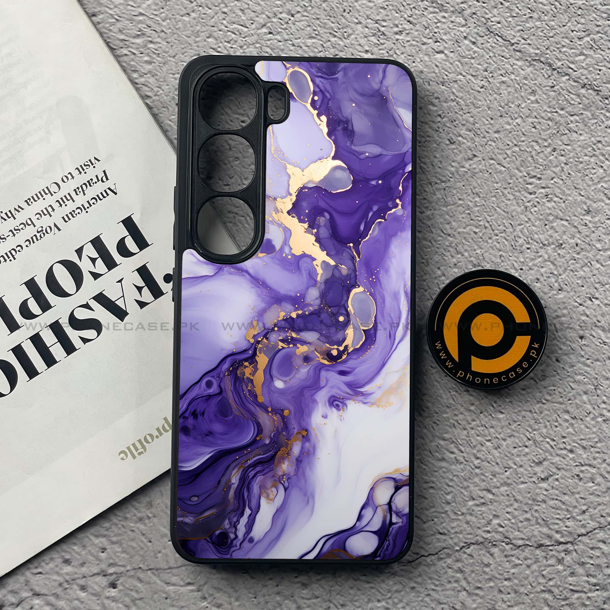 Vivo V40 Lite (IDN) - Liquid Marble 2.0 Series - Premium Metal Printed soft Bumper Shock Proof Case