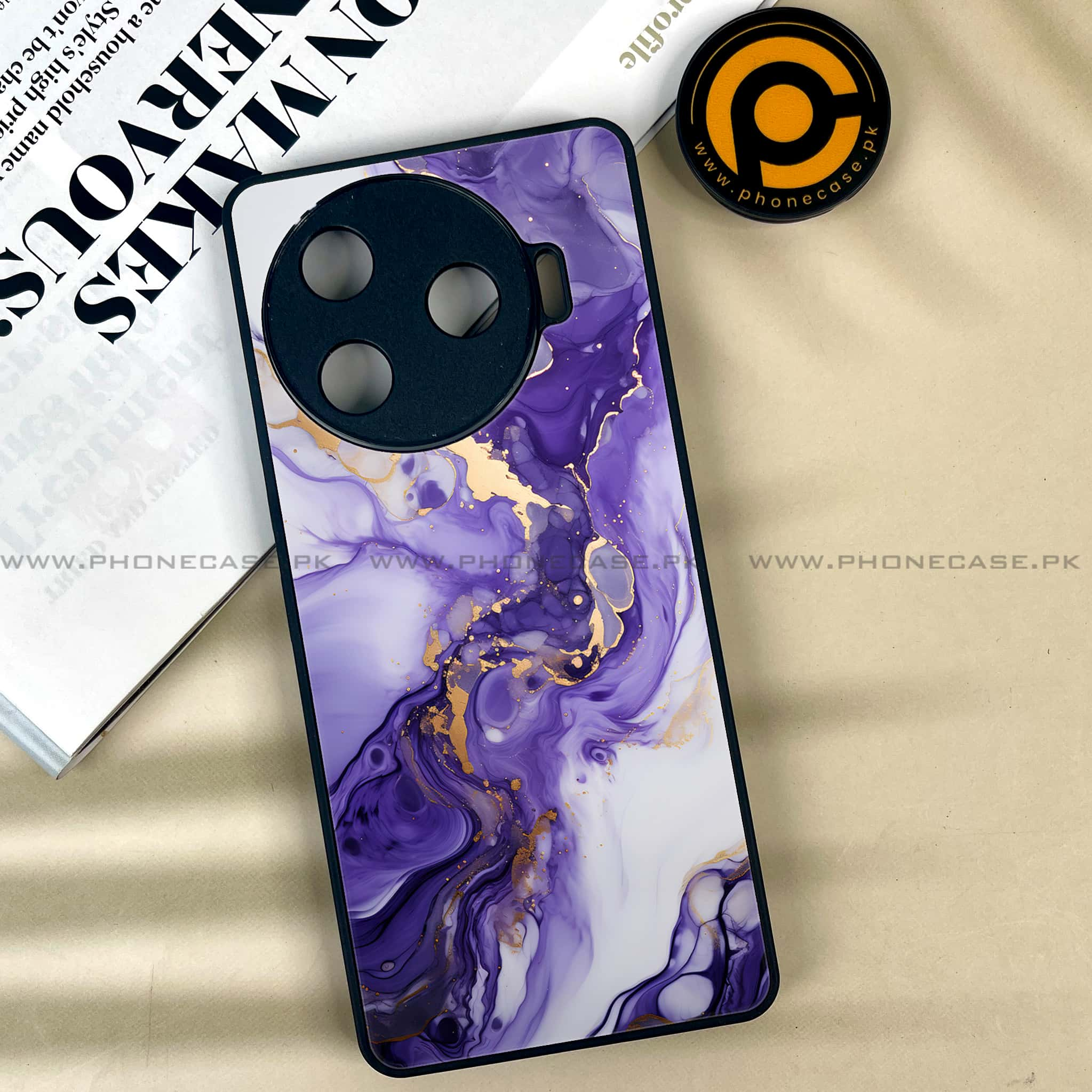 Tecno Camon 30 Pro - Liquid Marble 2.0 Series - Premium Printed Glass soft Bumper shock Proof Case