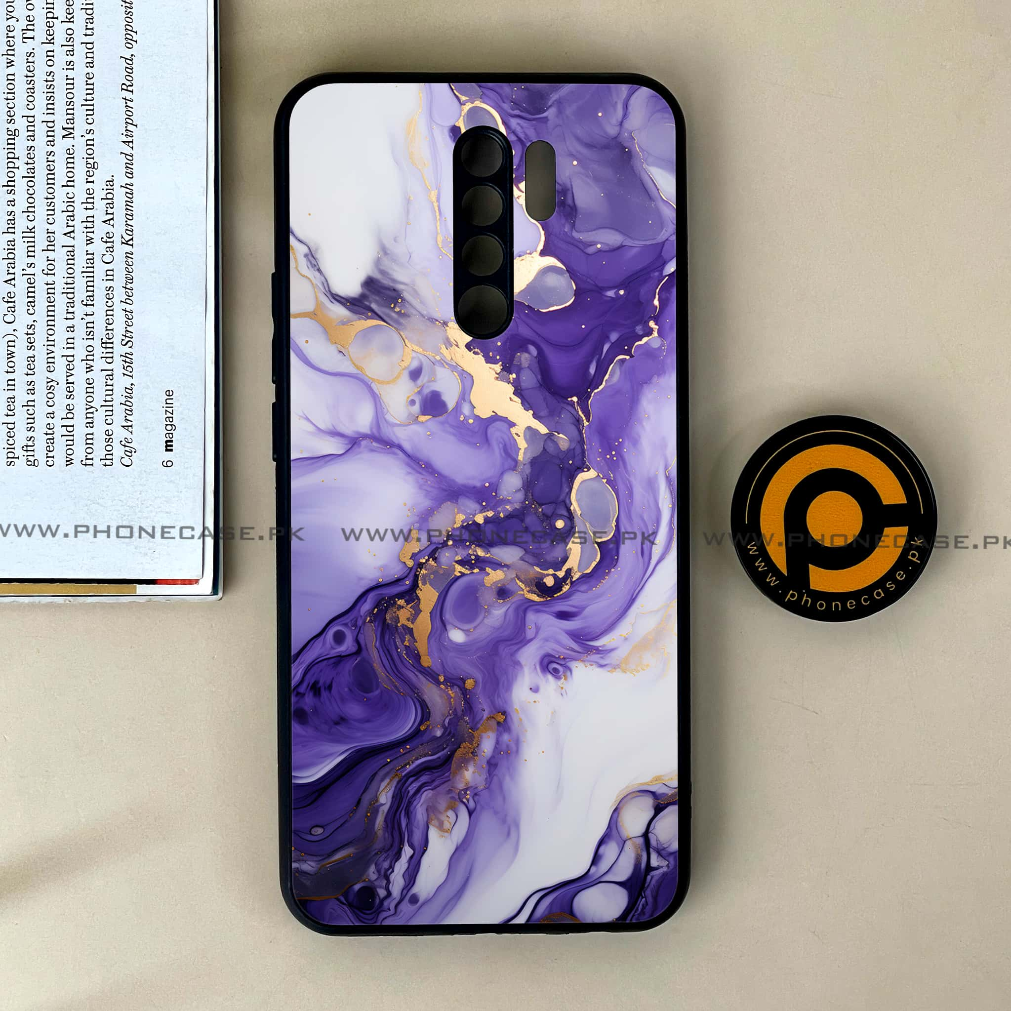 Xiaomi Redmi 9 - Liquid Marble 2.0 Series - Premium Printed Glass soft Bumper shock Proof Case